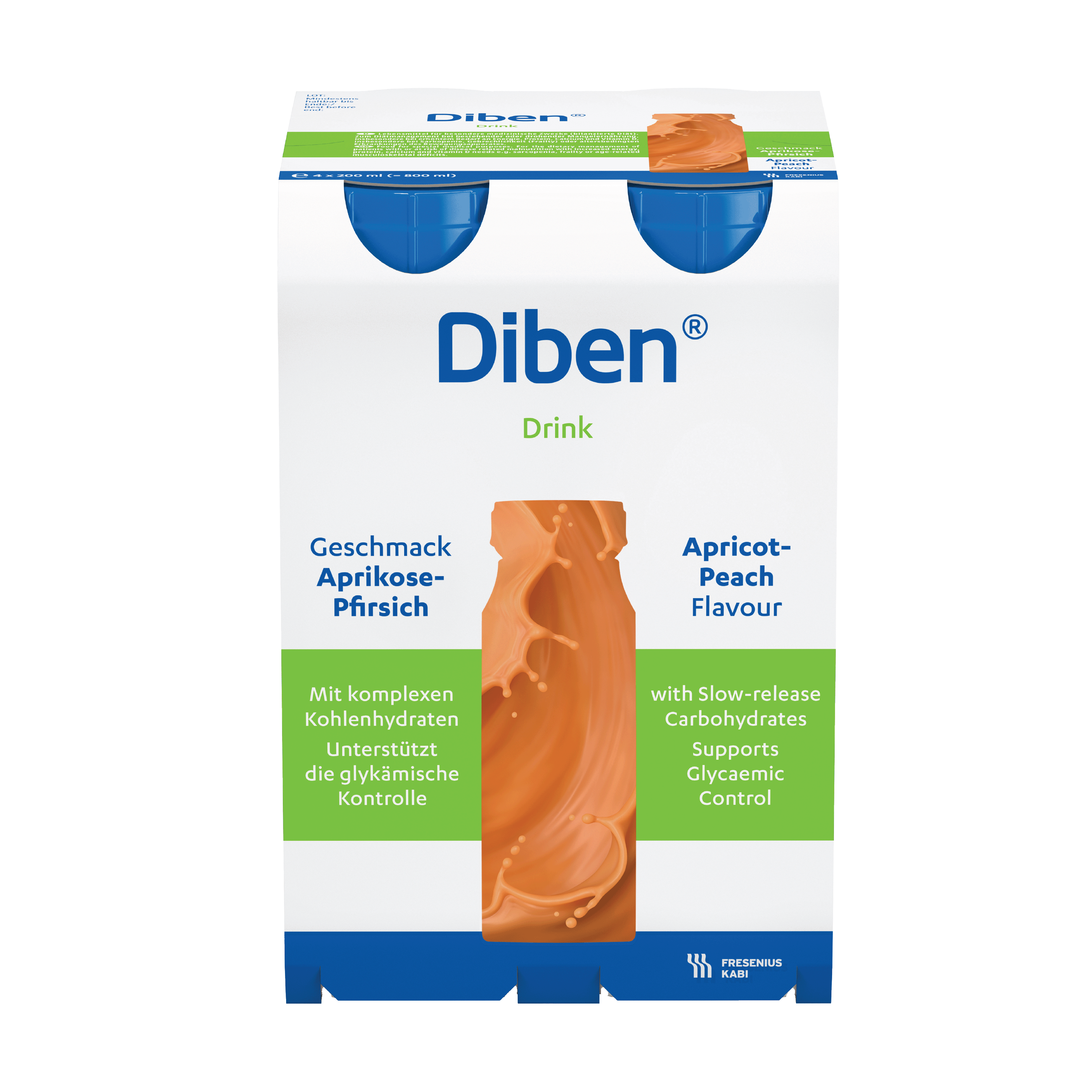 Diben Drink næringsdrikk, Aprikos/fersken, 4x200 ml