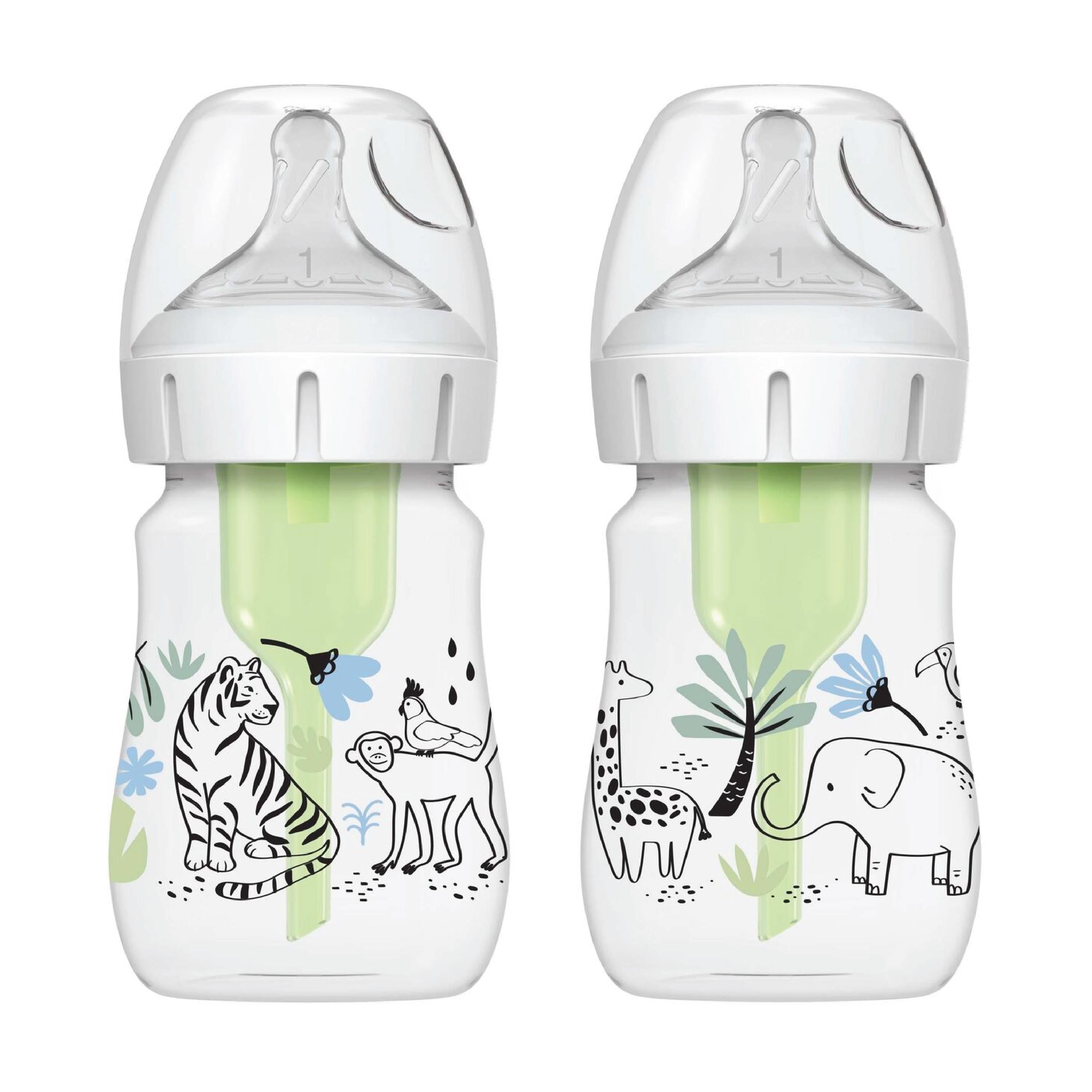 Anti-Kolikk Wideneck Tåteflaske Jungle, 2 x 150 ml