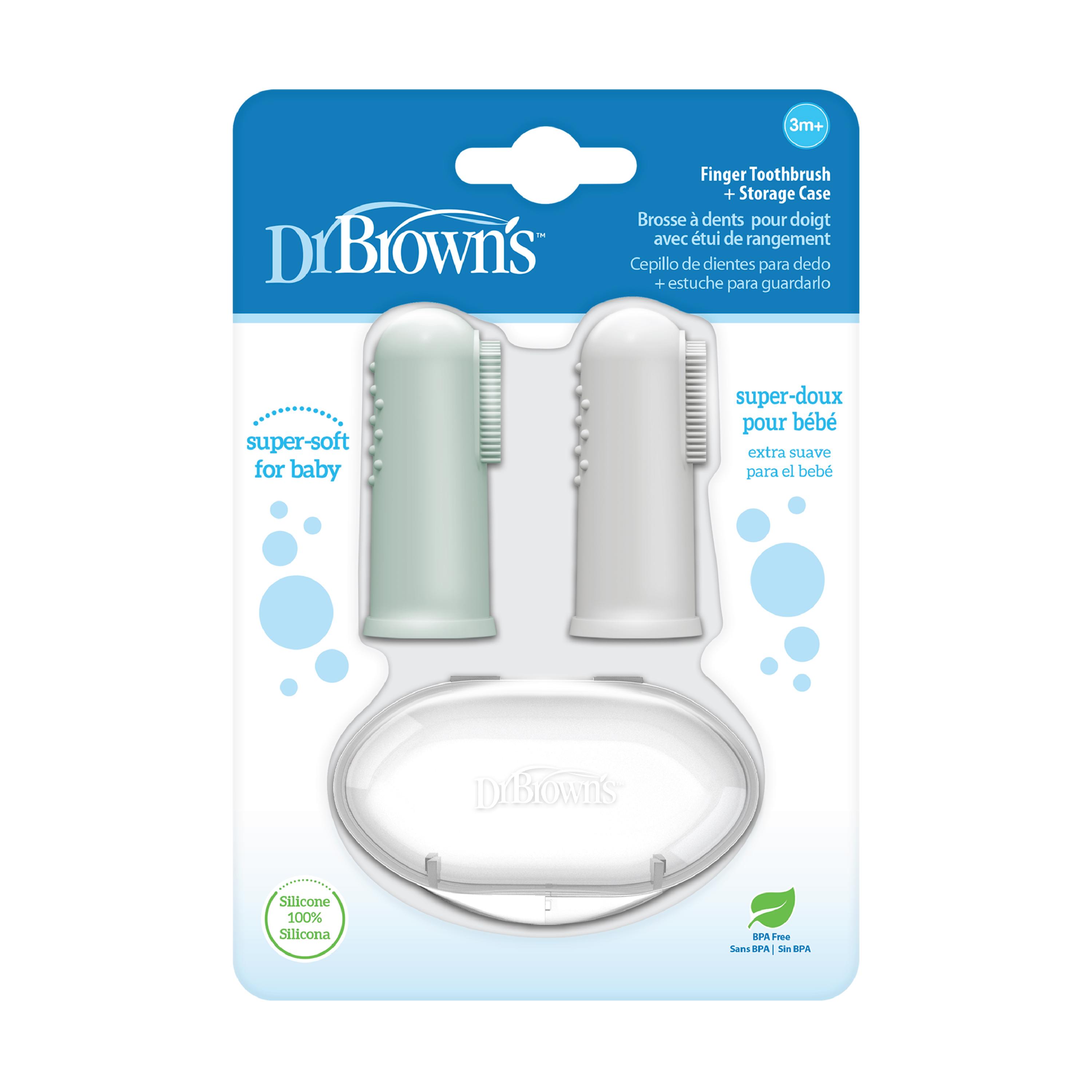 Silicone Finger Toothbrush, Grå/lysegrønn, 2 stk.