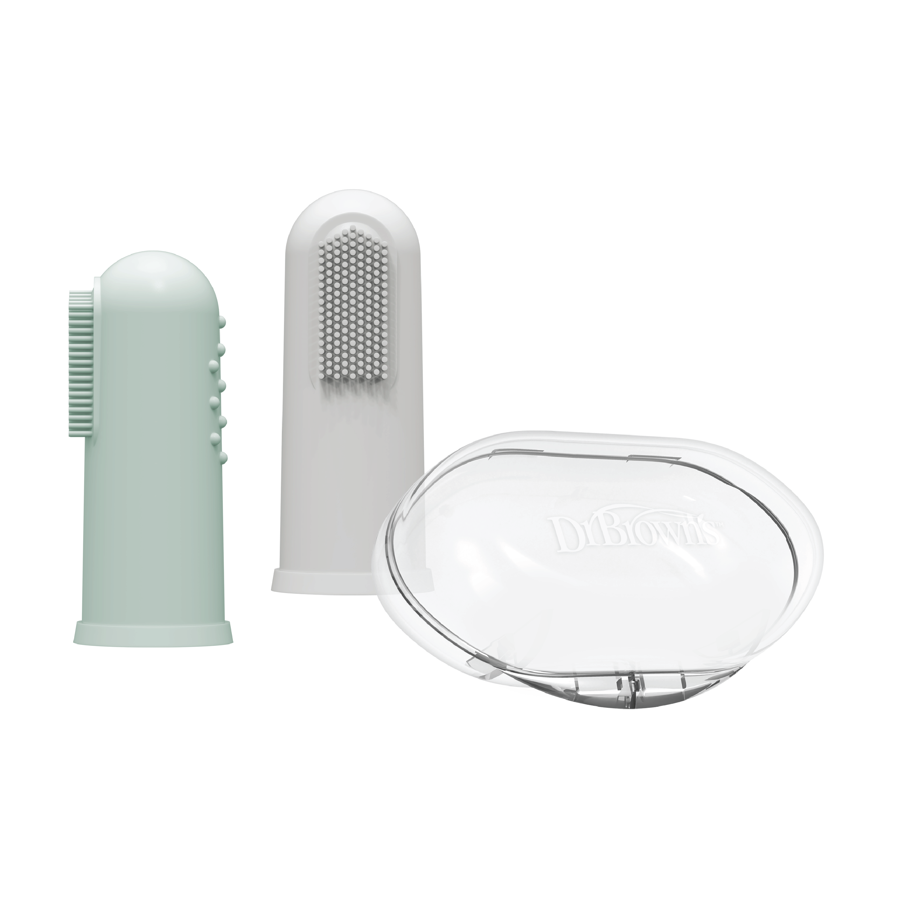 Dr. Brown's Silicone Finger Toothbrush, Grå/lysegrønn, 2 stk.