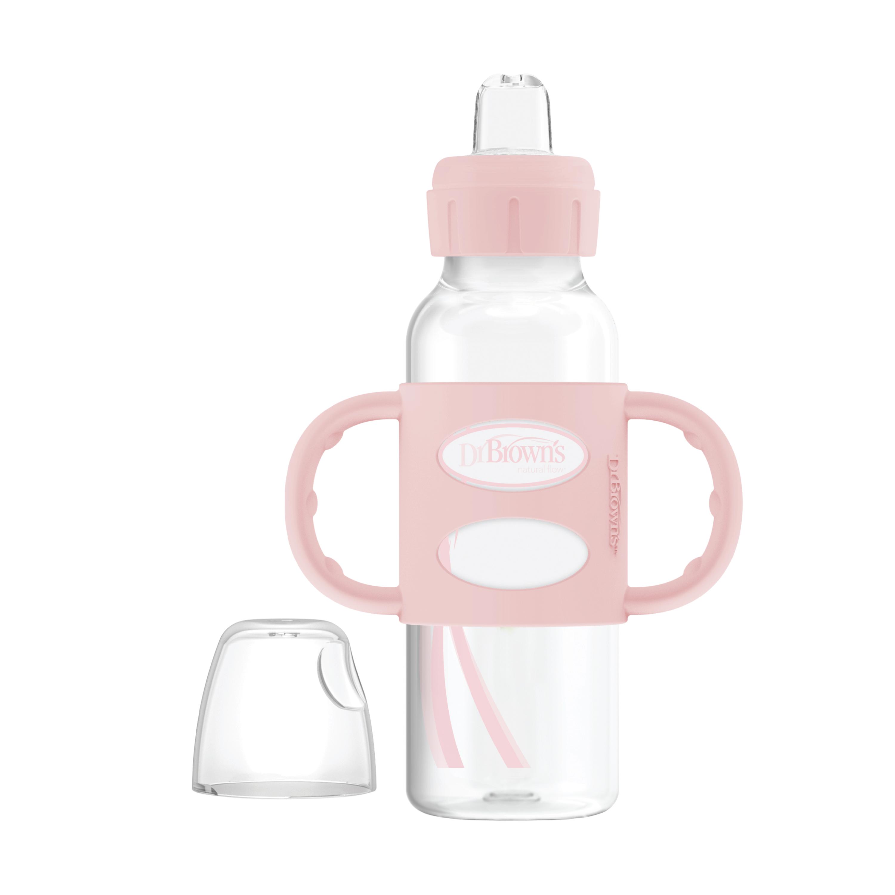 Dr. Brown's Sippy Spout Standard Flaske m/ håndtak, Rosa, 250 ml