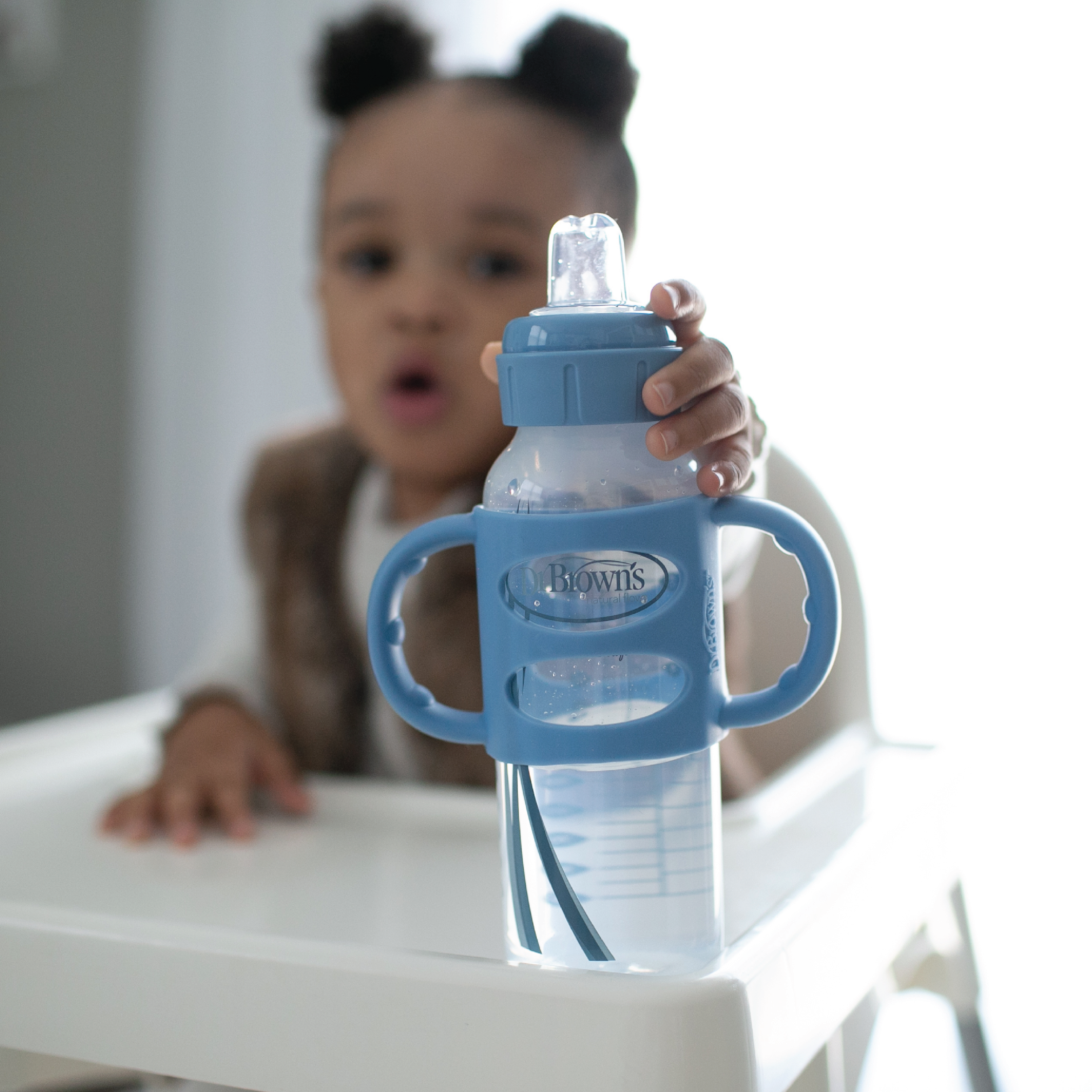 Dr. Brown's Sippy Spout Standard Flaske m/håndtak, Blå, 250 ml