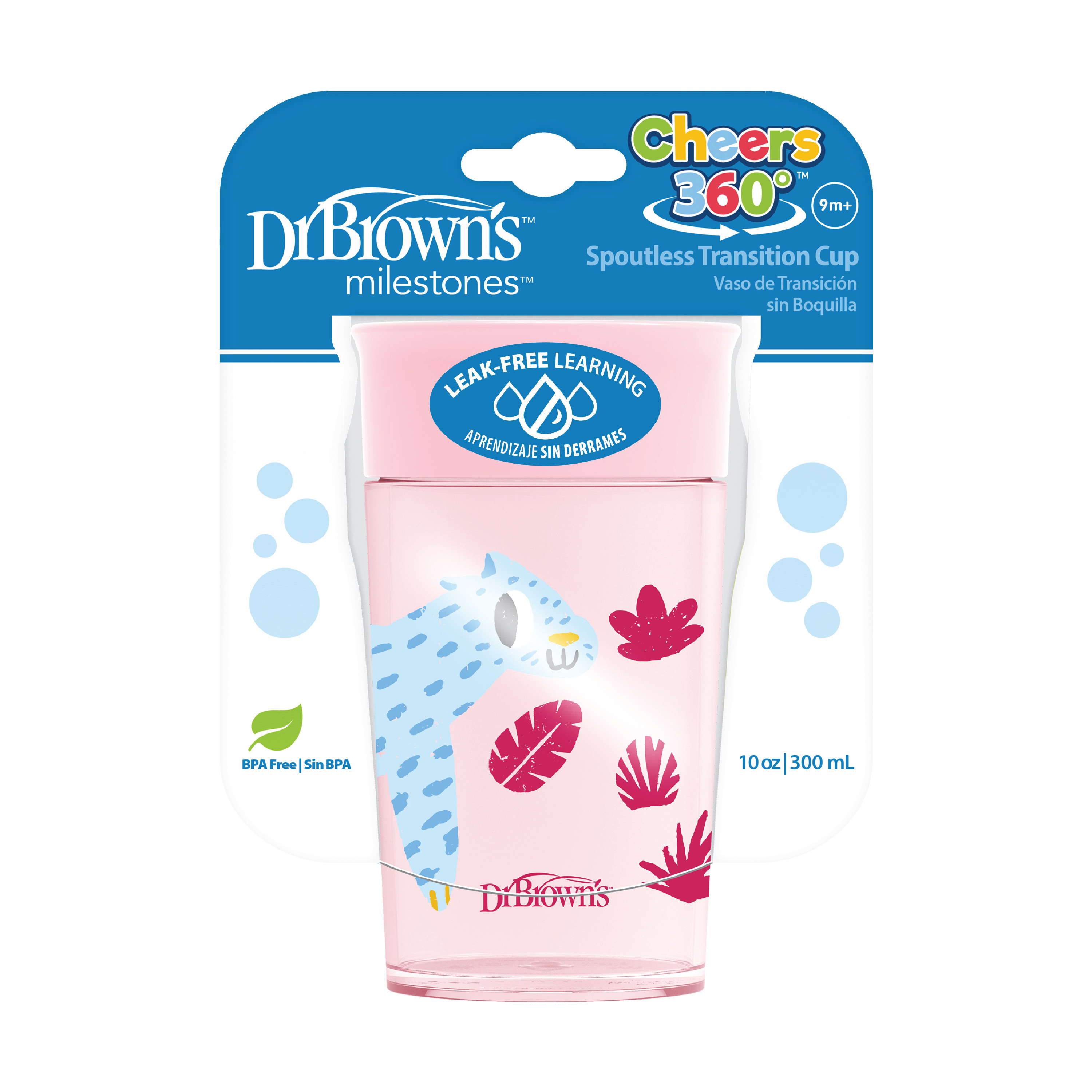 Dr. Brown's Smooth Wall Cheers 360 Cup, Rosa, 300 ml