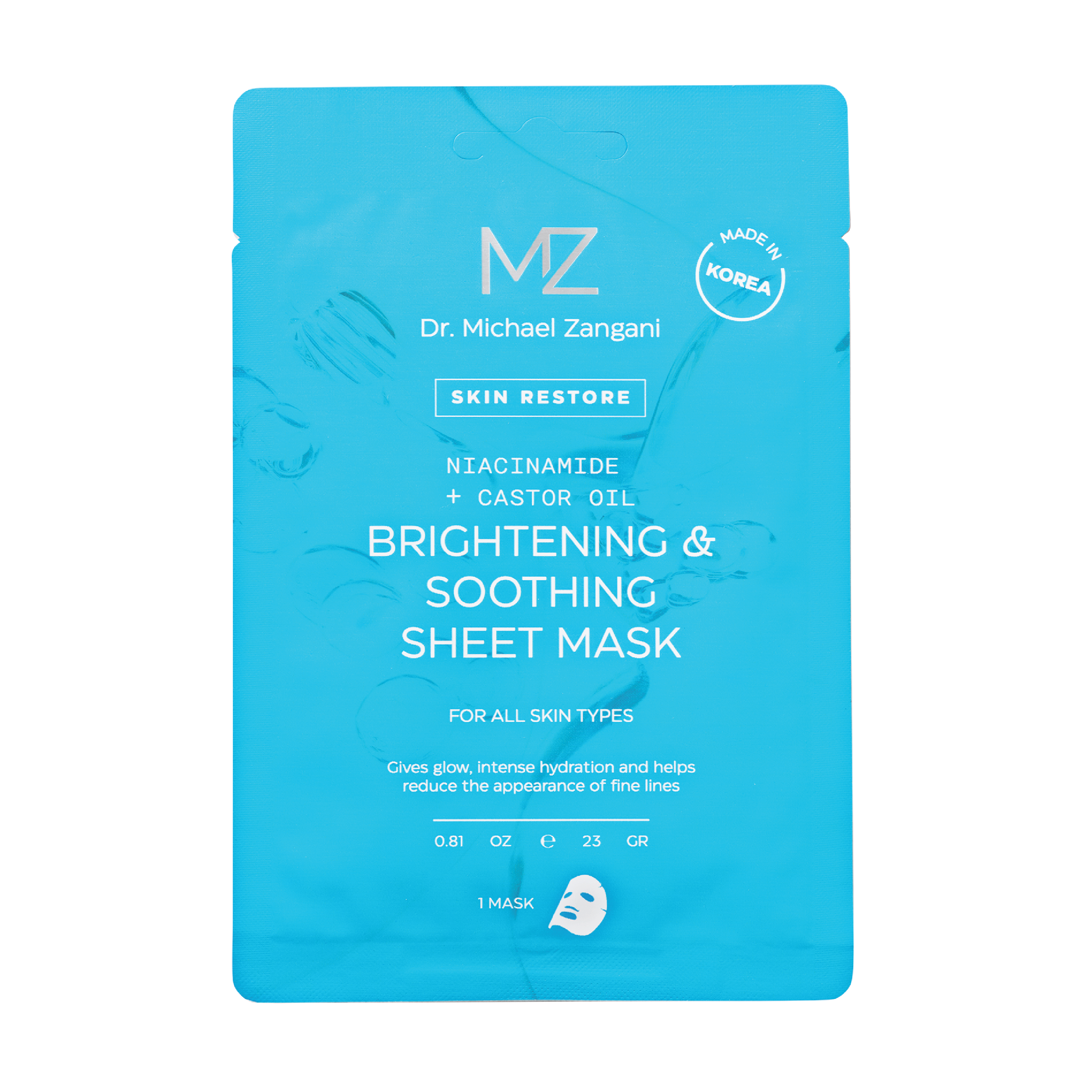Dr. Michael Zangani Brightening & Soothing Sheet Mask, 1 stk.