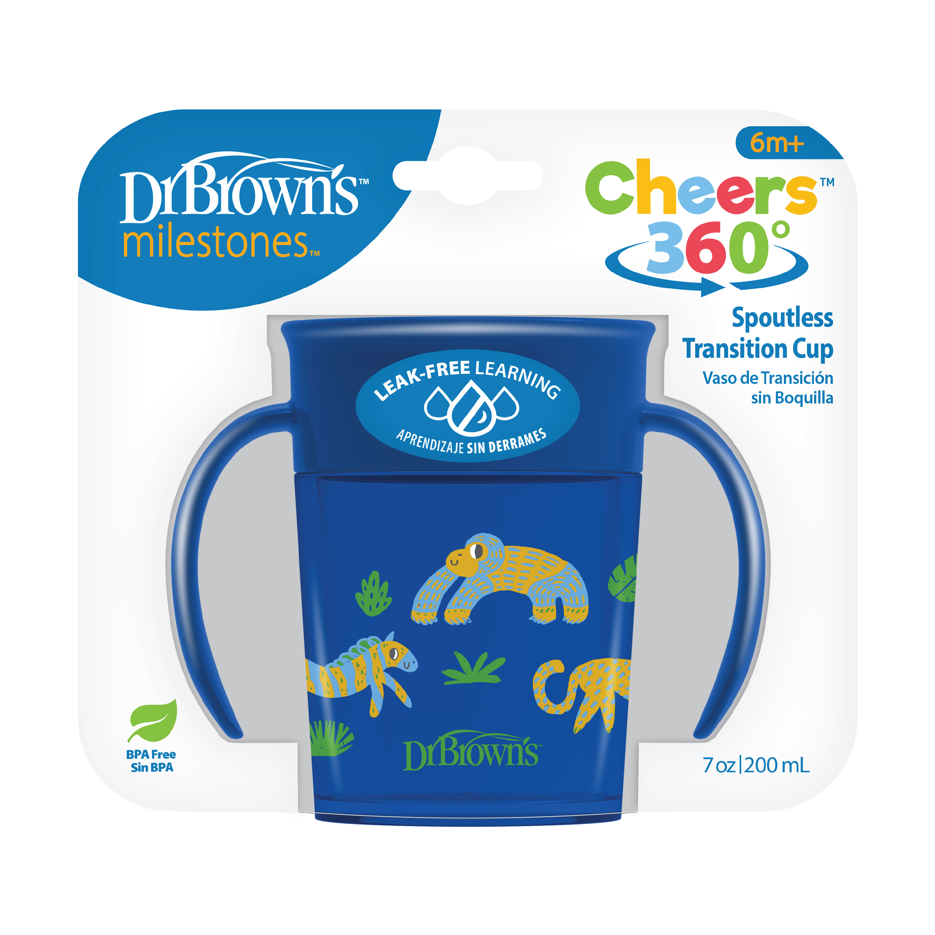 Dr. Brown's Cheers360 Spoutless Transition Cup, Blå, 200 ml