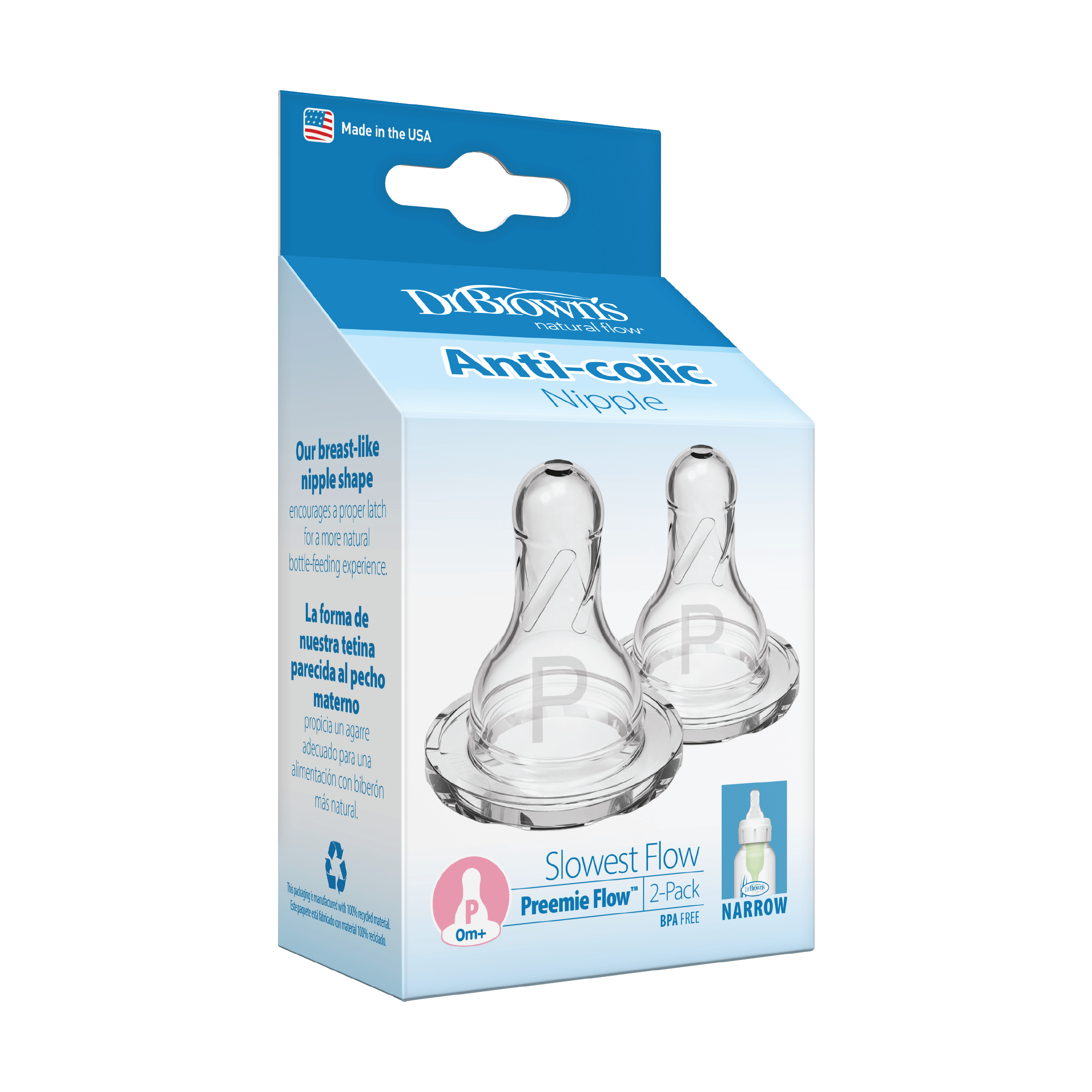 Dr. Brown's Flaskesmokk Narrow, Prematur, 2 stk.