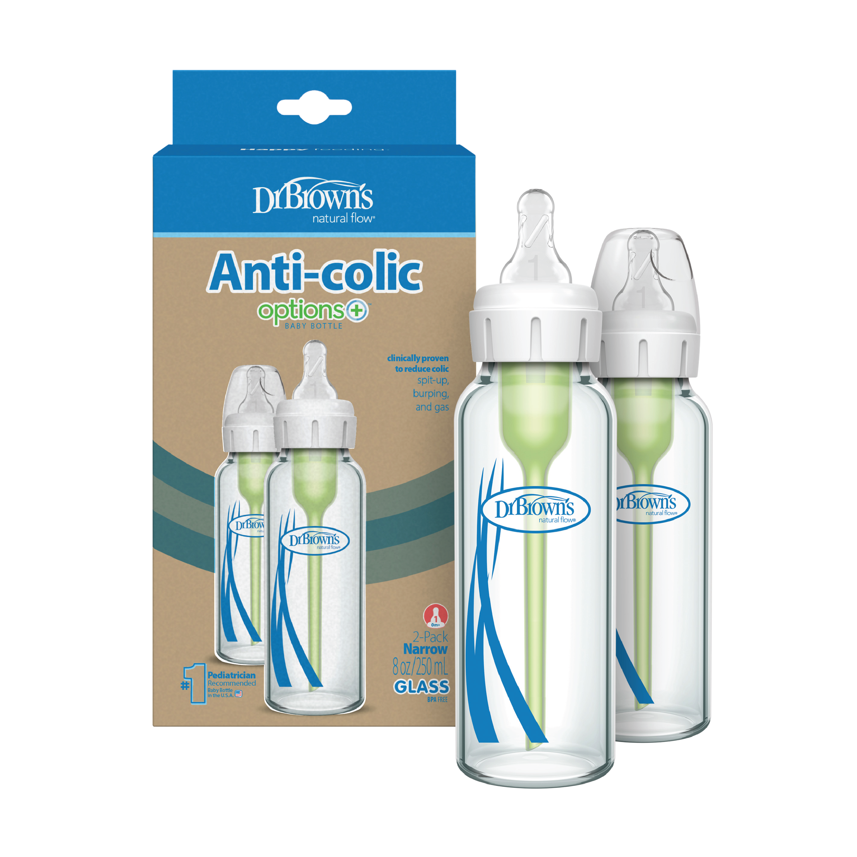 Dr. Brown's Option+ Glassflaske Standard, 2 x 250 ml