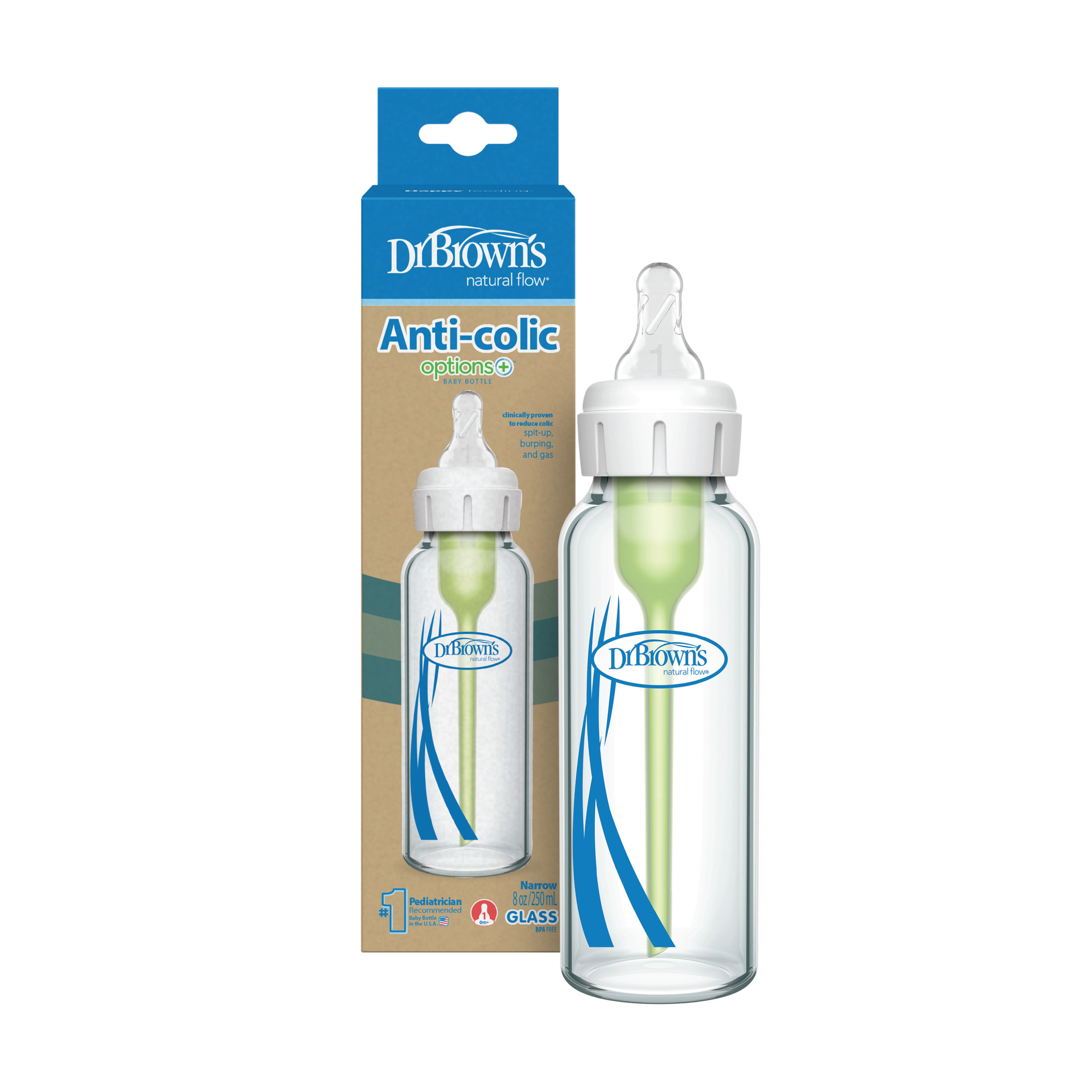 Dr. Brown's Option+ Glassflaske Standard, 250 ml