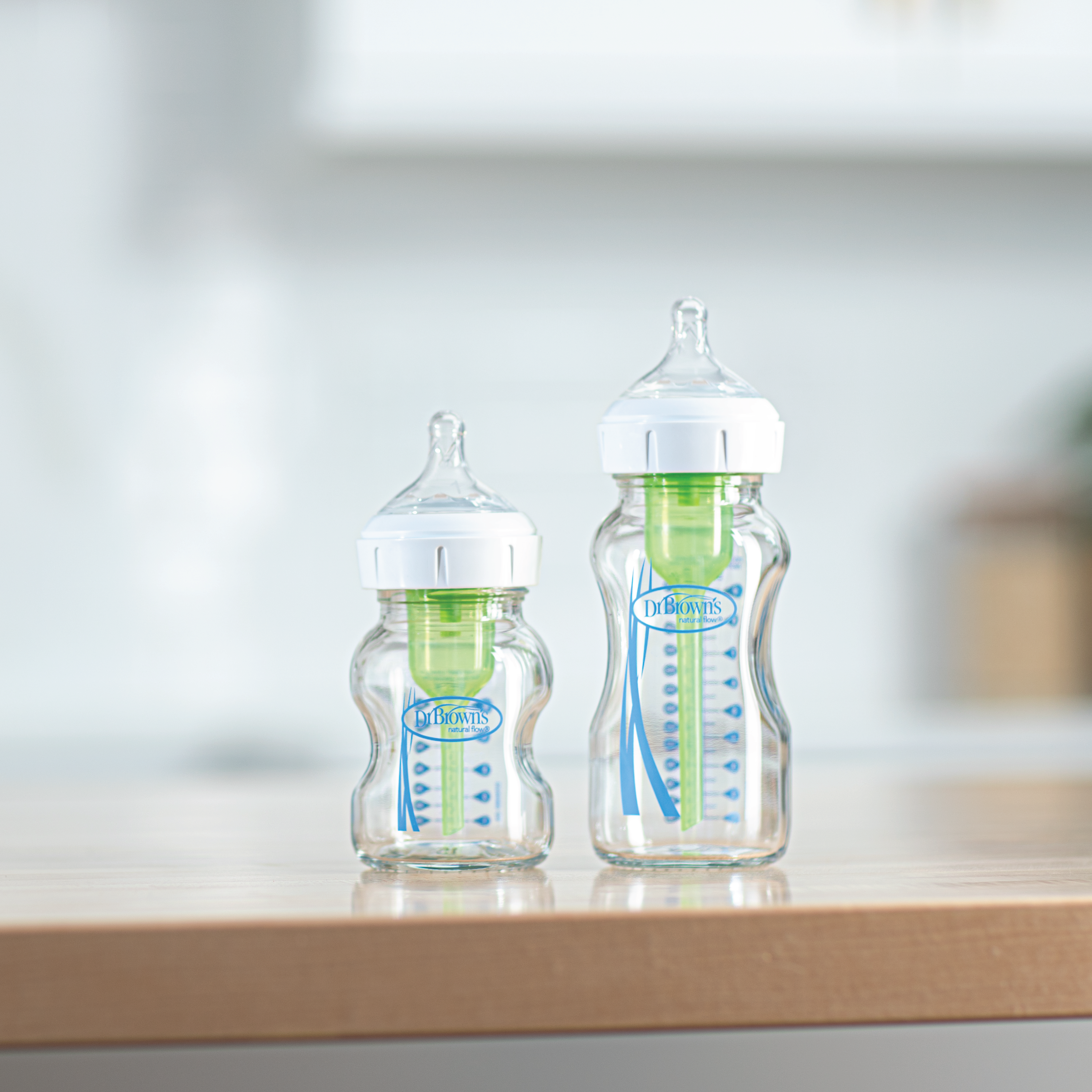 Dr. Brown's Antikolikk Wideneck Tåteflaske Glass, Str. 1, 0 mnd+, 2 x 150 ml