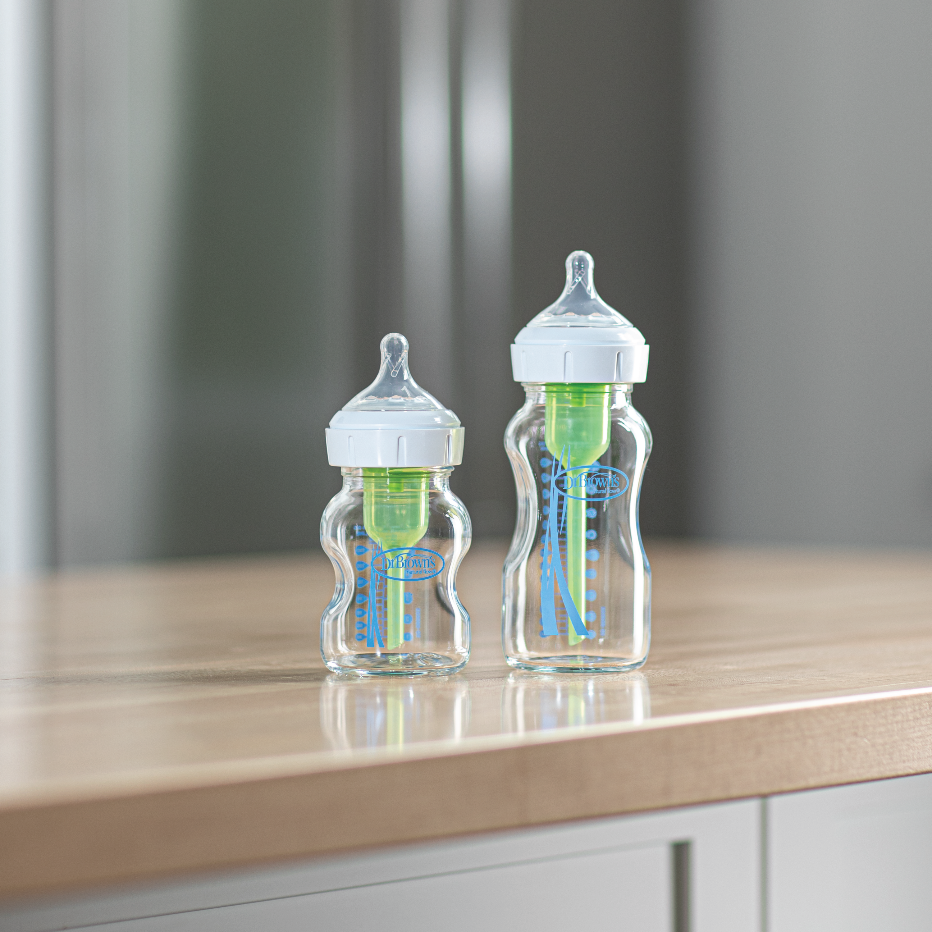 Dr. Brown's Antikolikk Wideneck Tåteflaske Glass, Str. 1, 0 mnd+, 2 x 150 ml