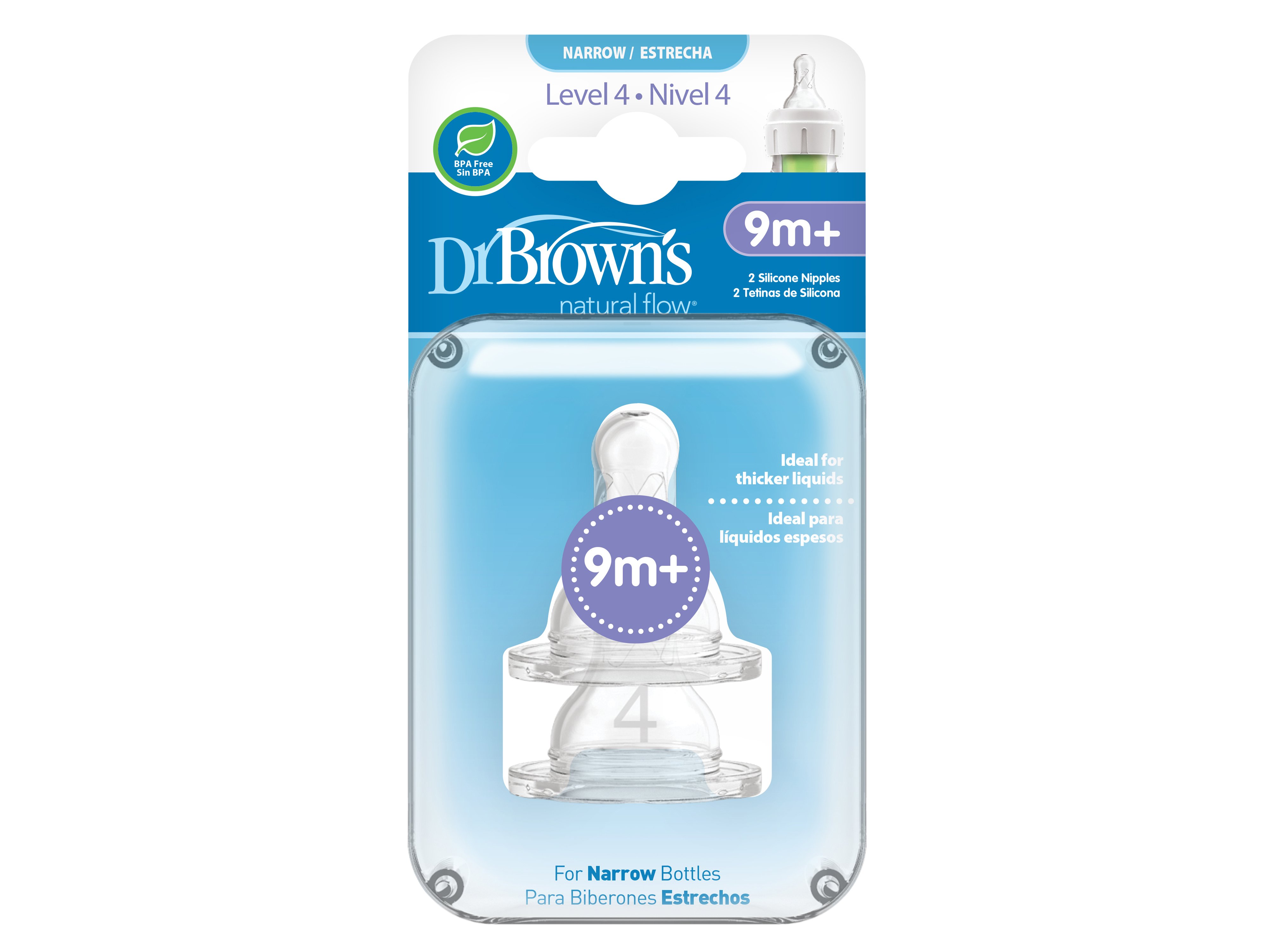 Dr. Brown's Flaskesmokk Narrow, Str. 4, 9 mnd+, 2 stk.