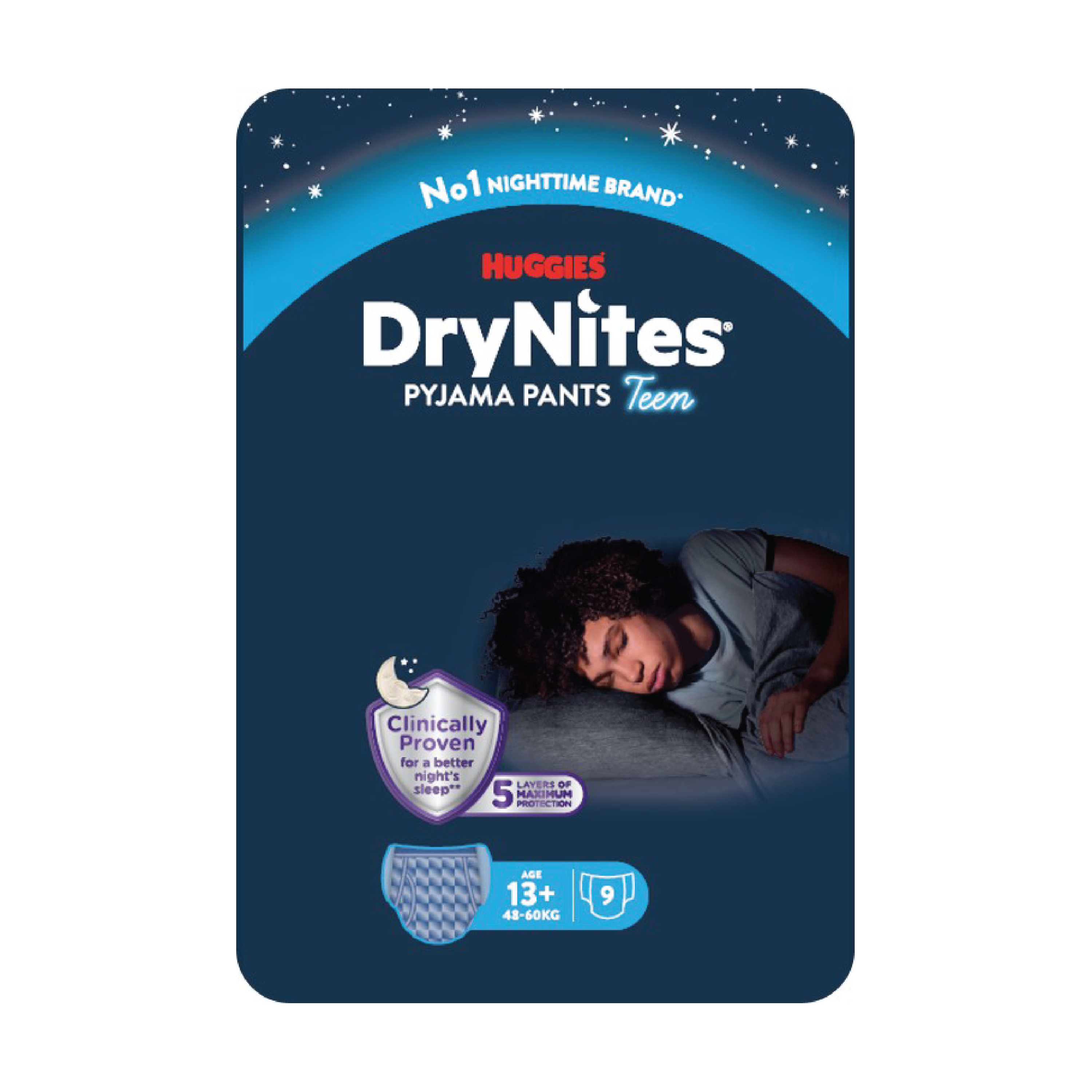 DryNites Bleie gutt 13+ år, 48-60 kg, 9 stk.