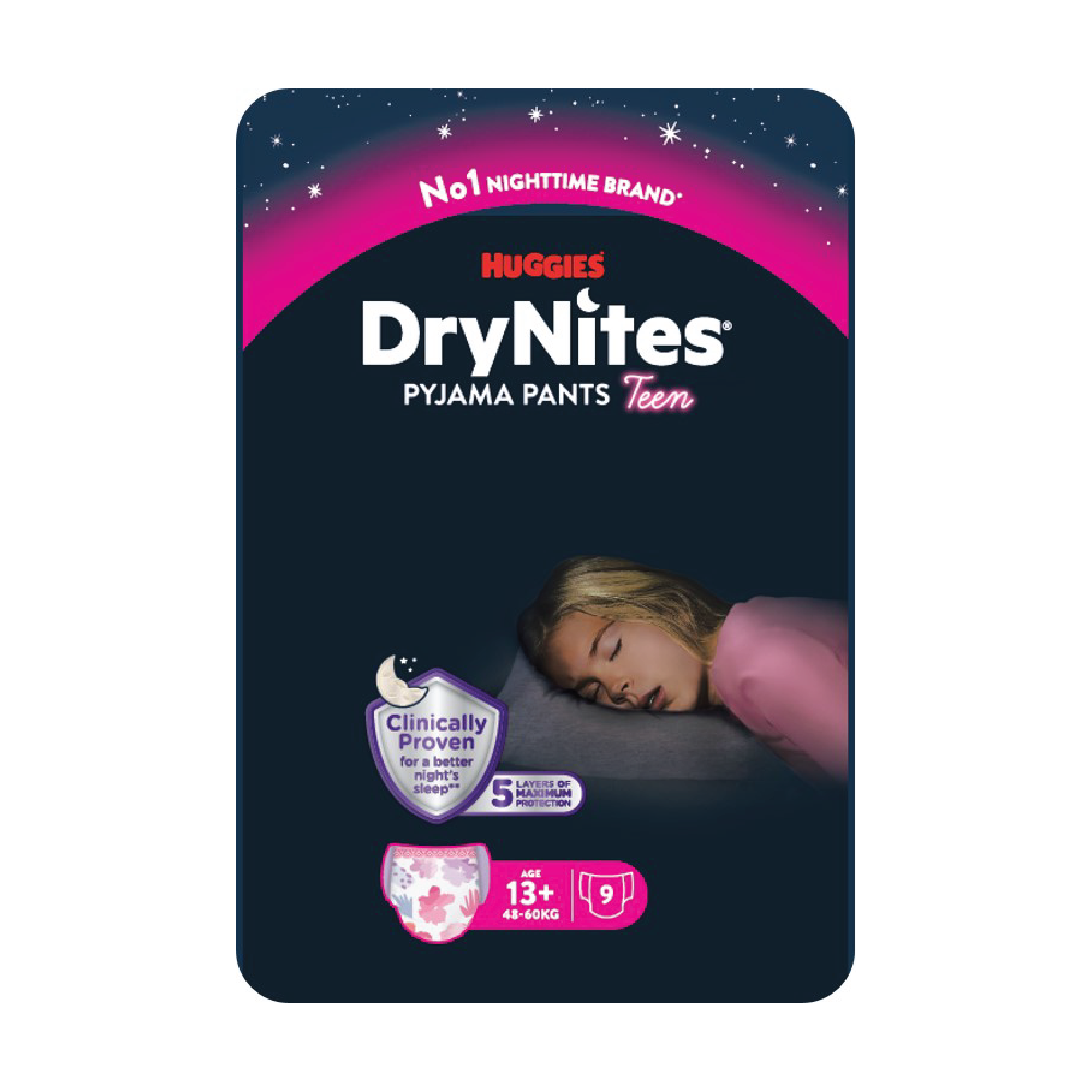 DryNites Bleie jente 13+ år, 48-60 kg, 9 stk.