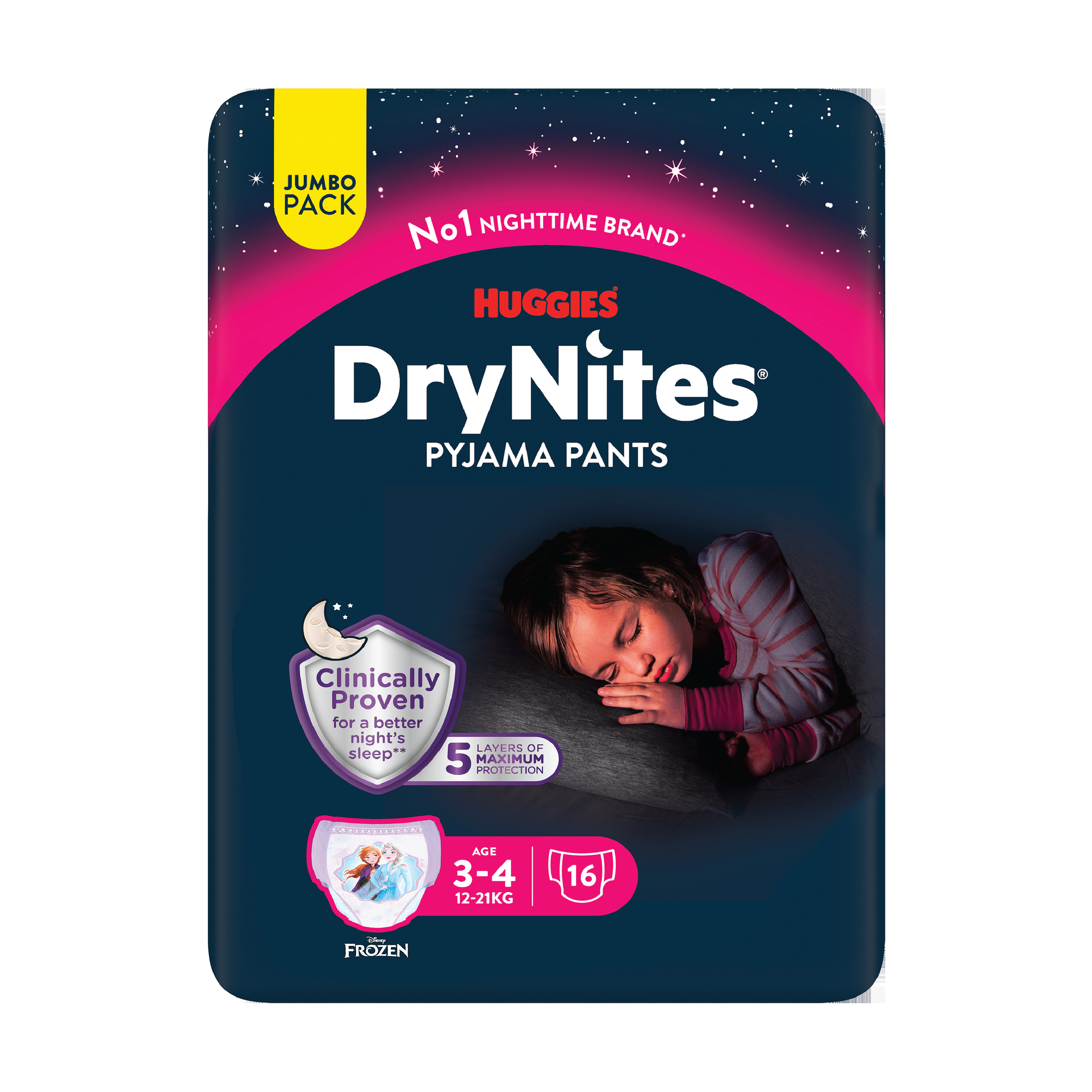 DryNites Bleie jente 3-4 år, 12-21 kg, 16 stk.