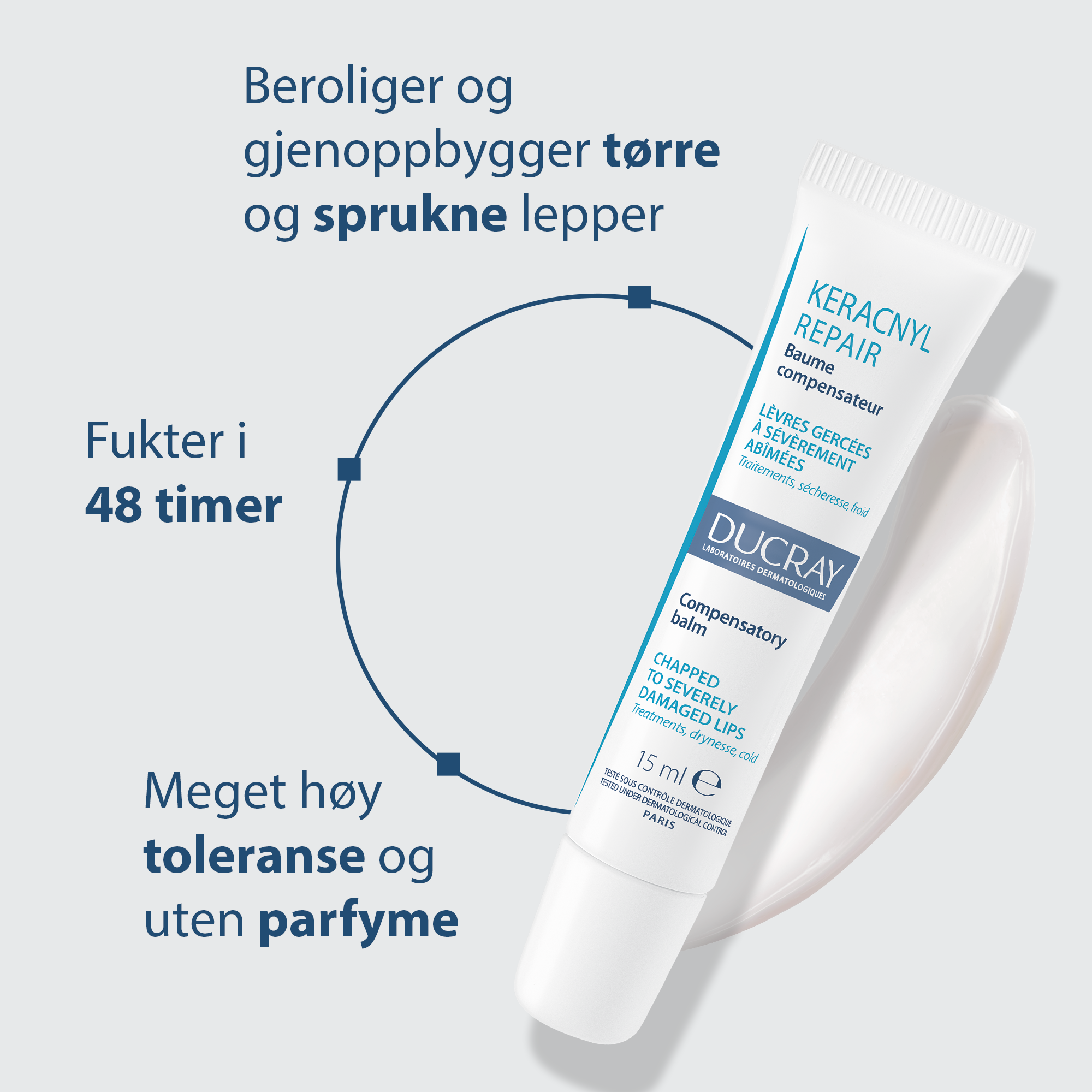 Ducray Keracnyl REPAIR Lip Balm, 15 ml