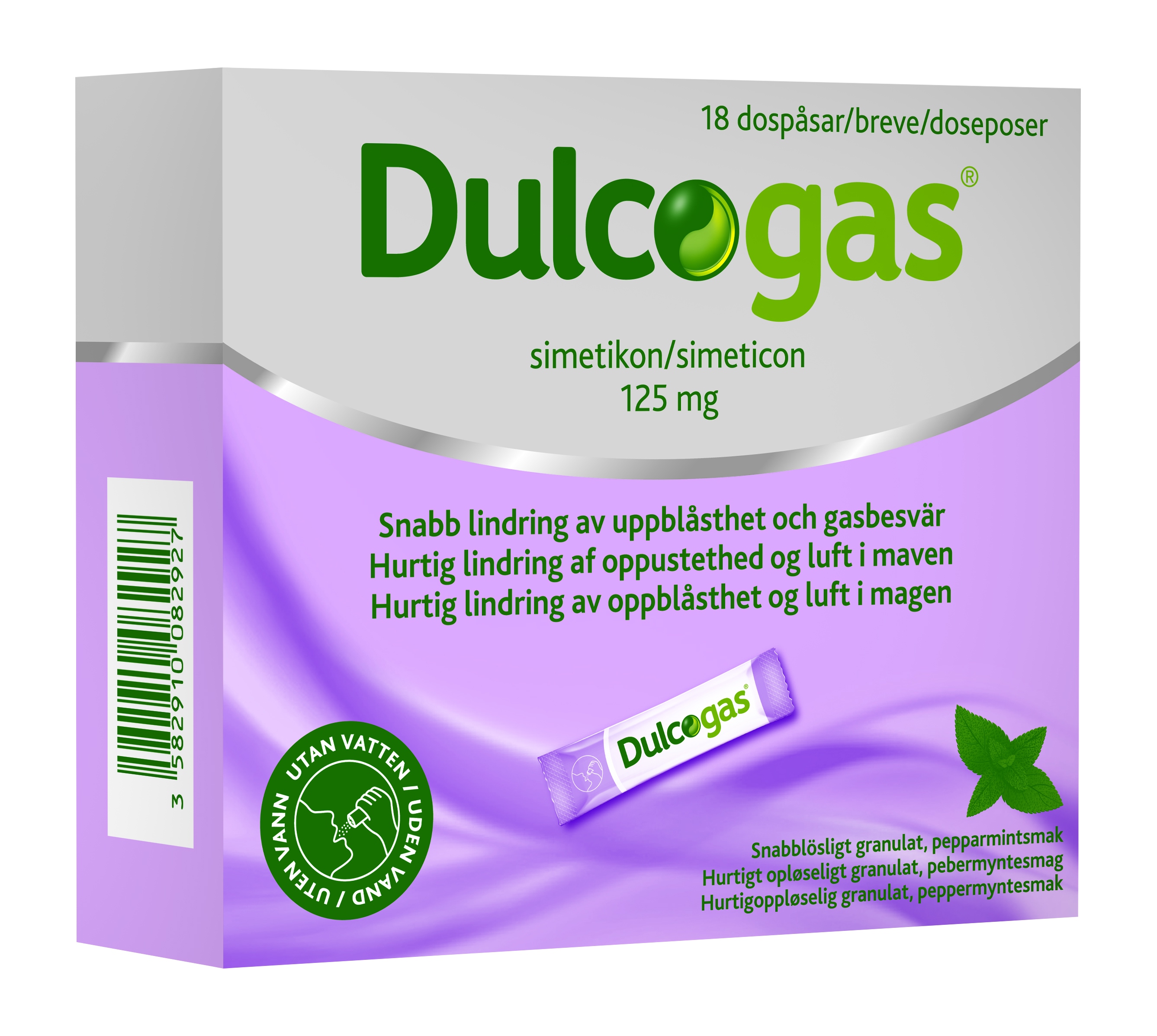 Dulcogas Gran 125mg, 18 doser