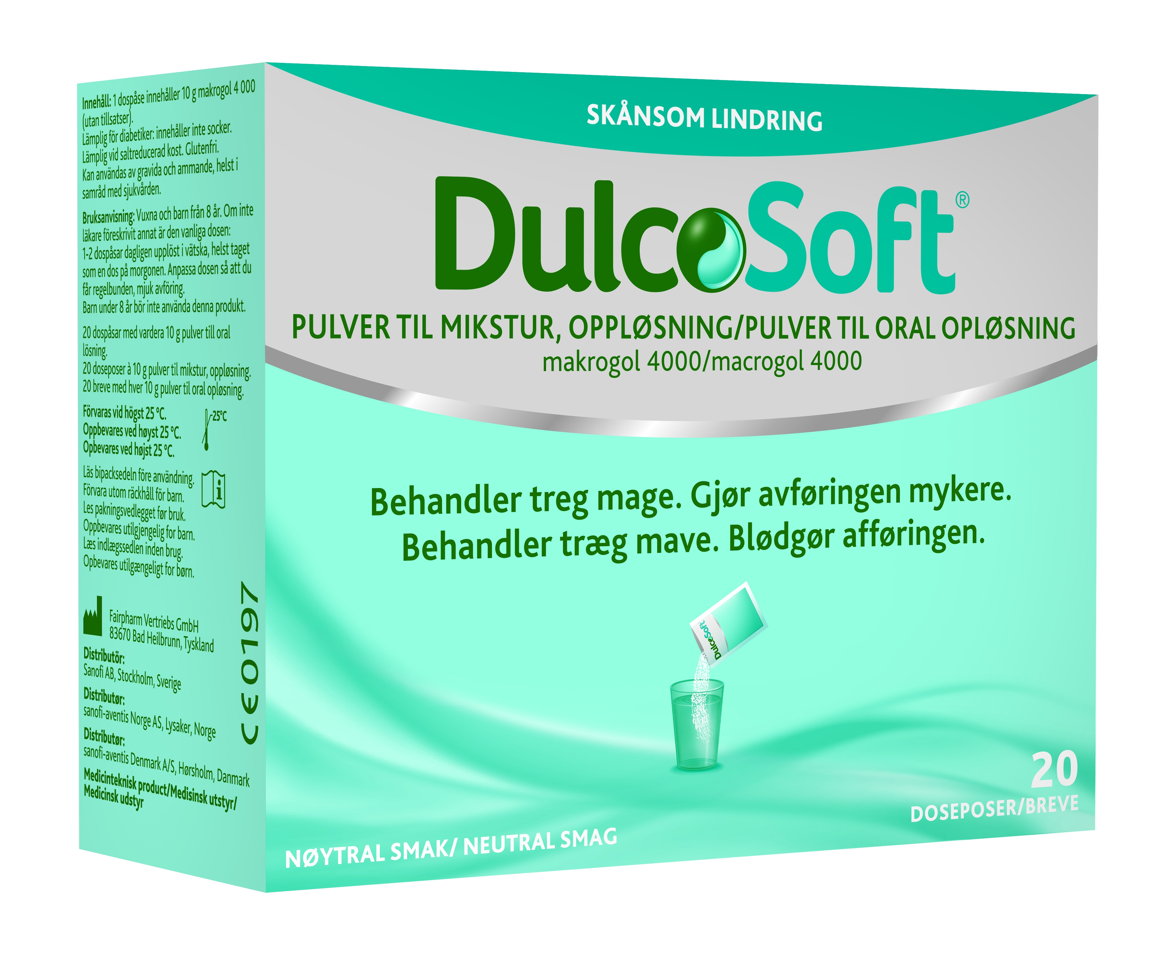 Dulcosoft Pulver til mikstur, 20 doseposer