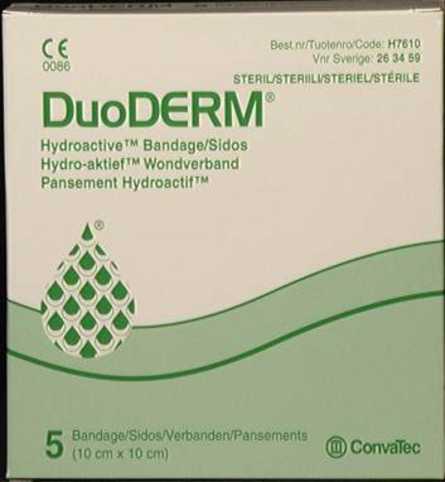 Duoderm Standard bandasje 10x10 cm, 5 stk