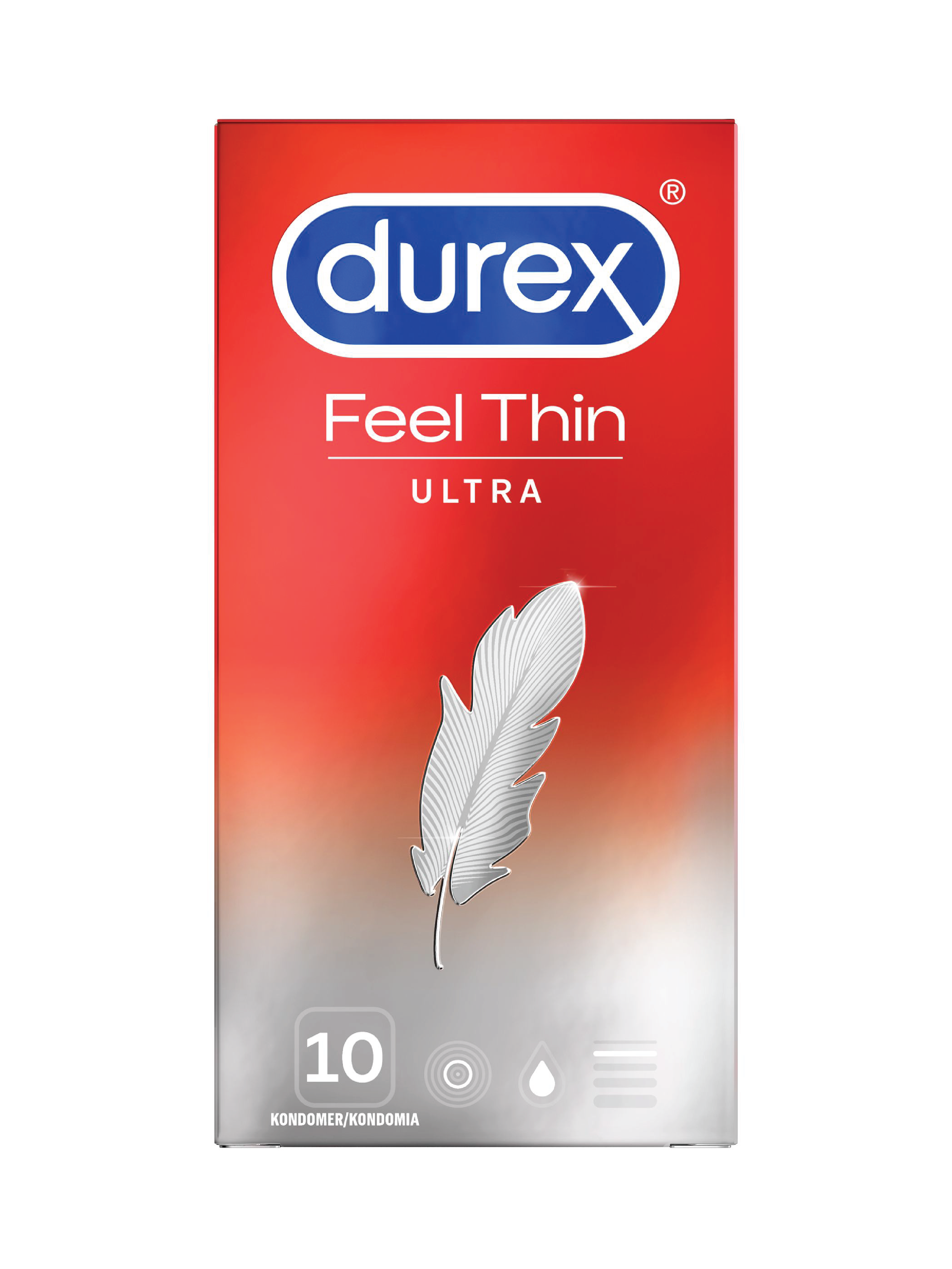 Durex Feel Ultra Thin Kondom, 10 stk.