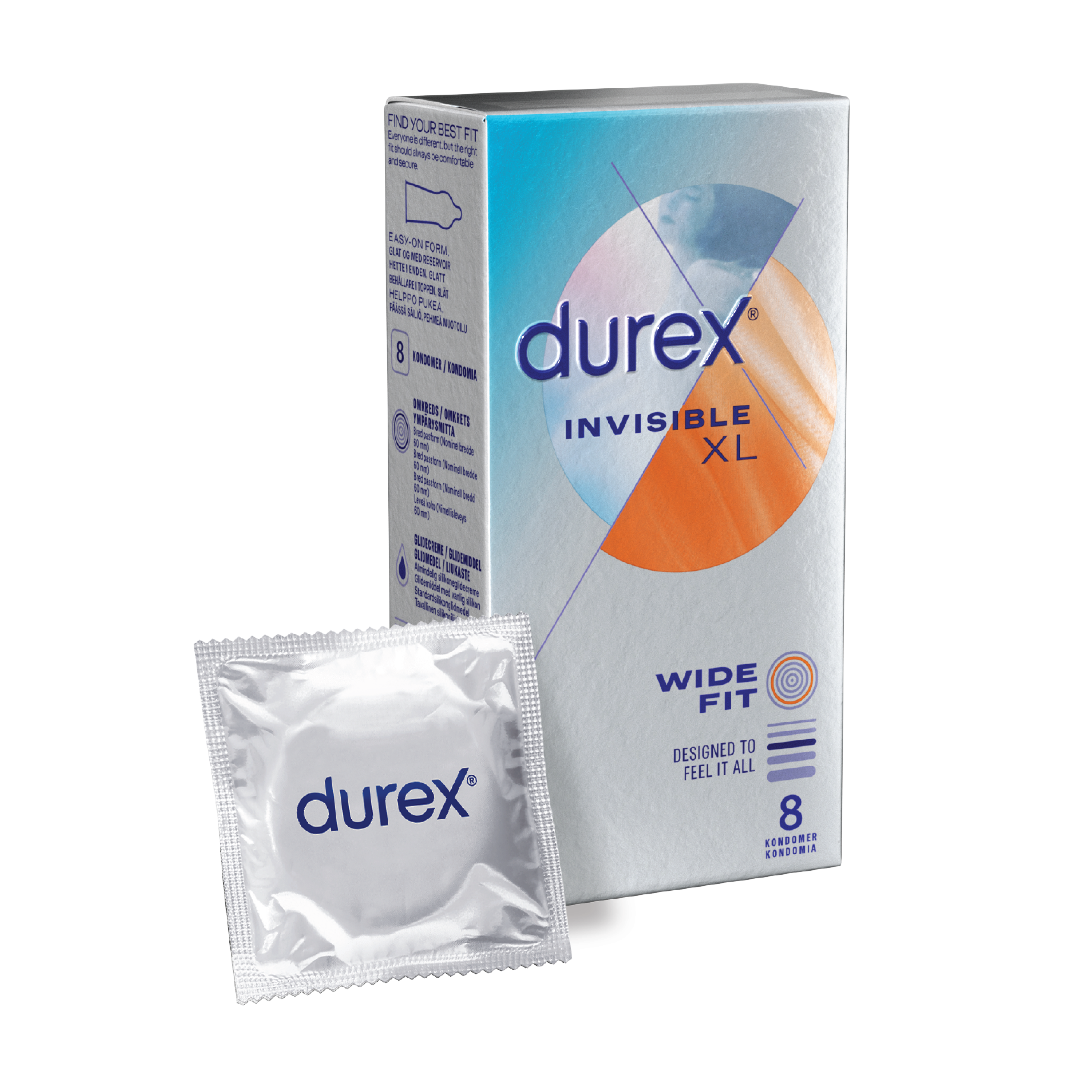 Durex Invisible XXL Kondomer, 8 stk.