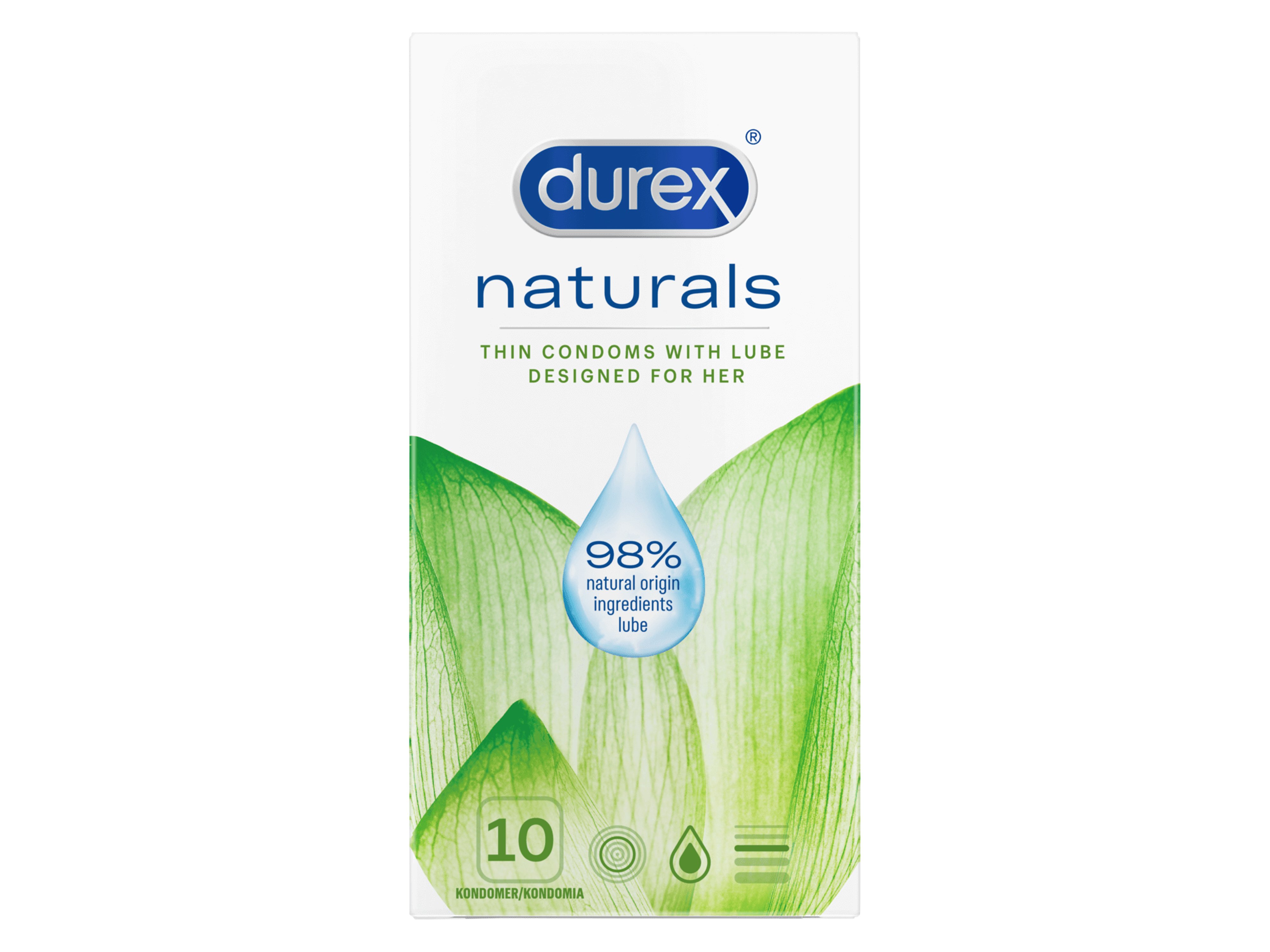 Durex naturals kondomer, 10 stk