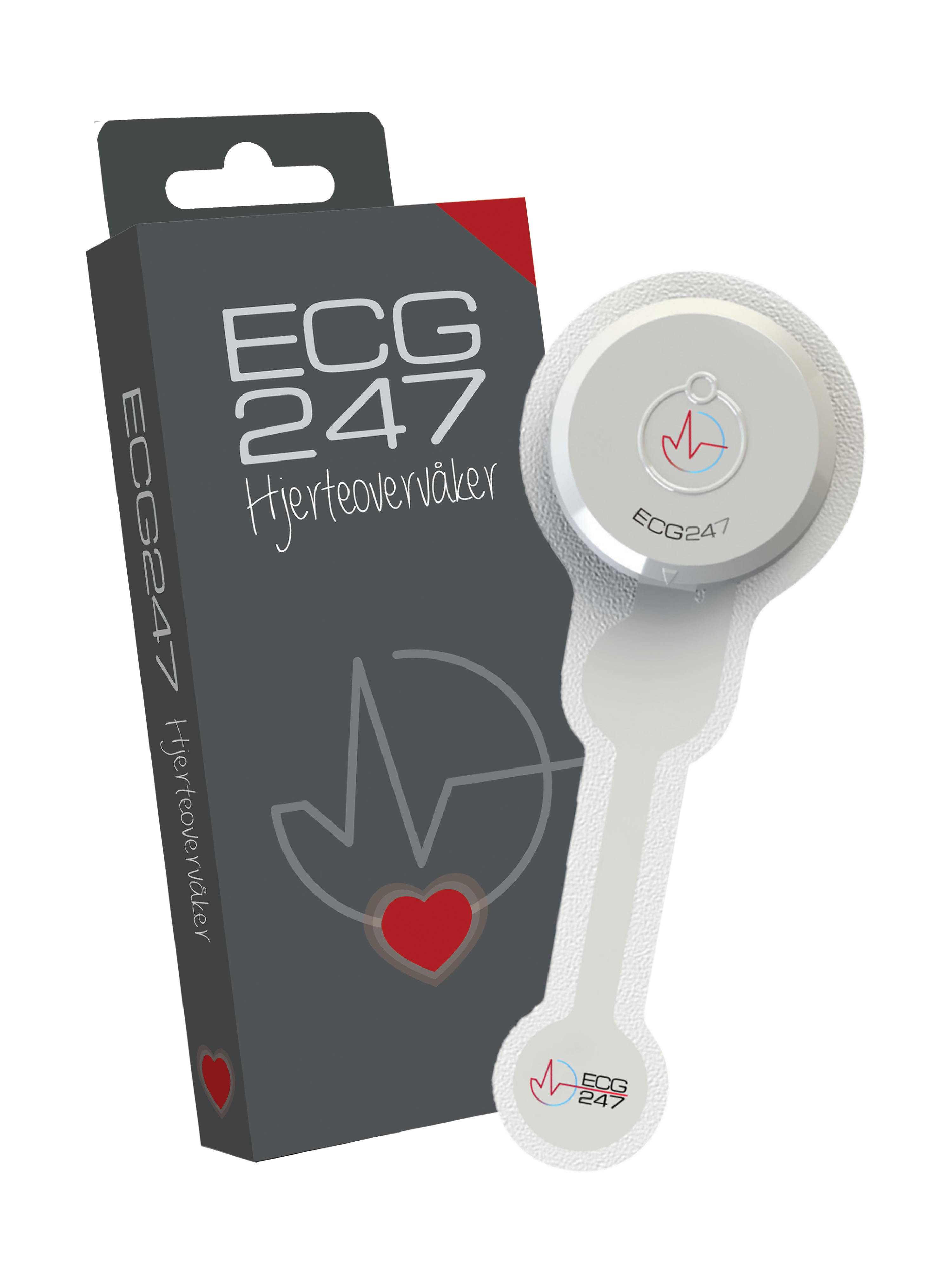 ECG247 Hjerteovervåker, 1 stk sensor og 1 stk elektrodeplaster