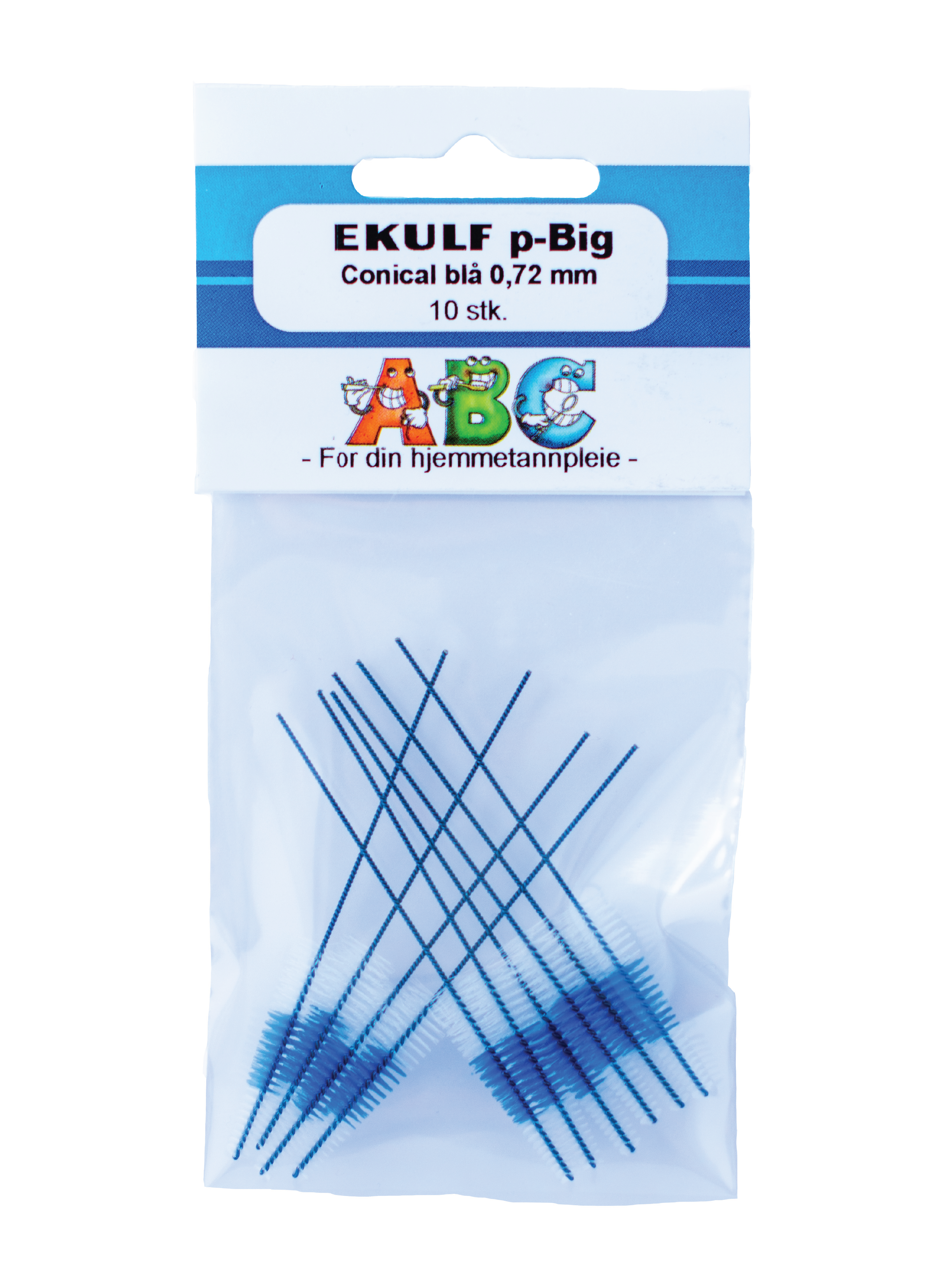 Ekulf p-Big Conical Mellomromsbørste, Blå, 0,72 mm, 10 stk.