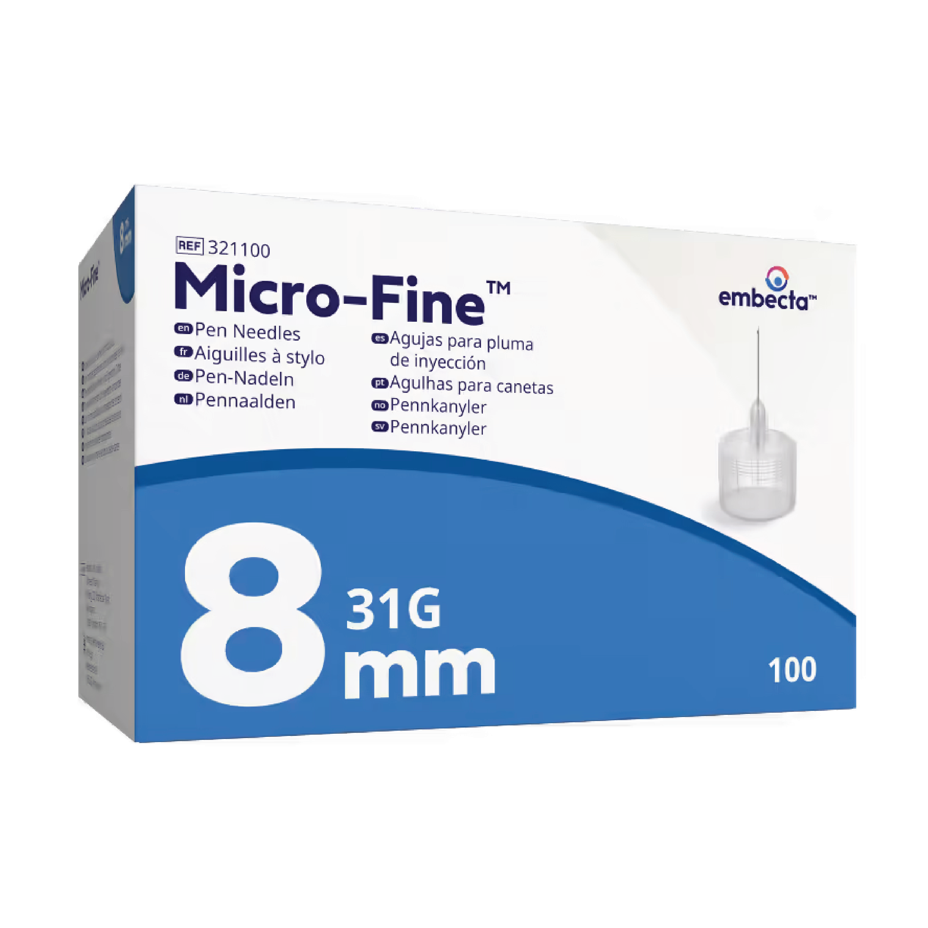 Embecta Micro-Fine Pennekanyler 31G, 8 mm, 100 stk.