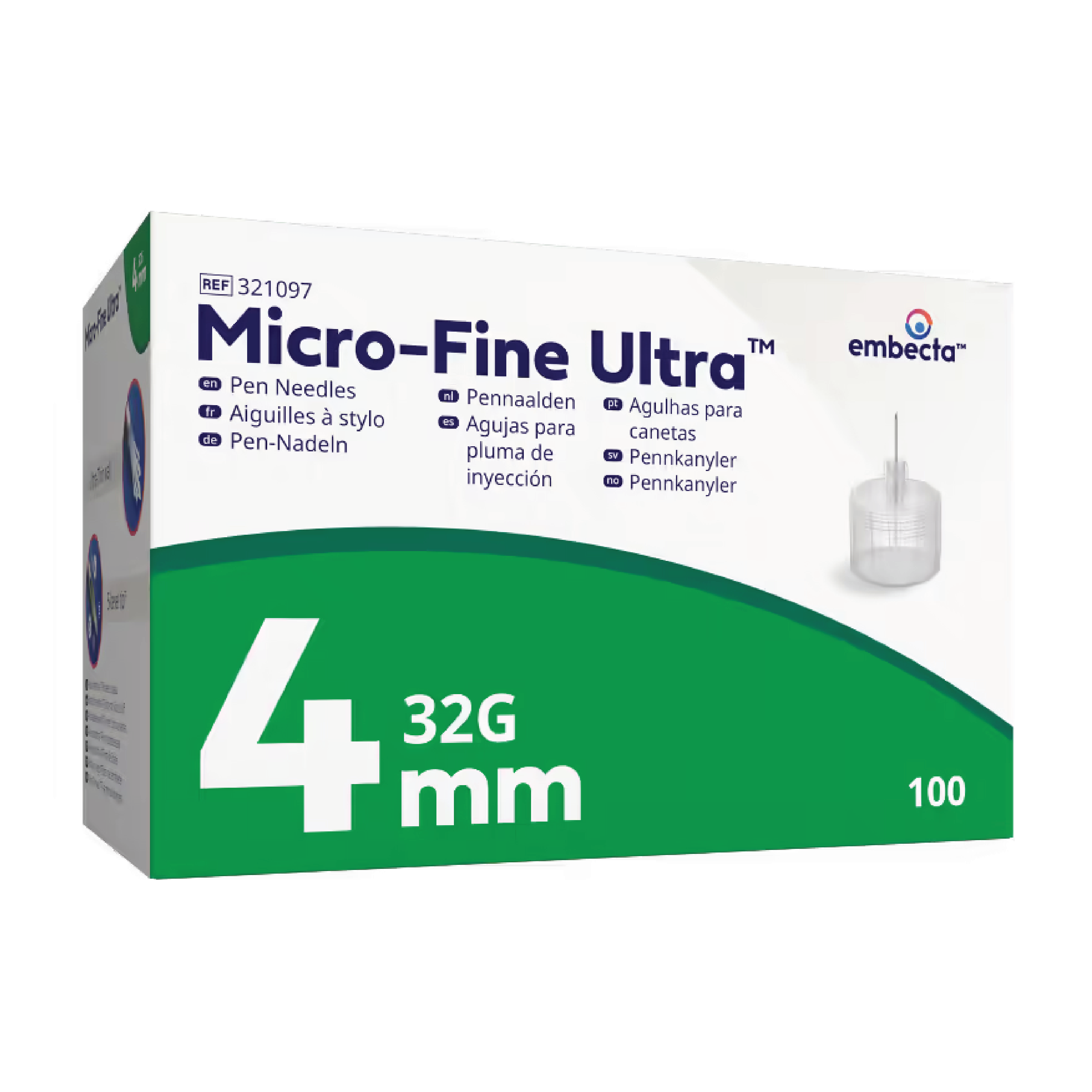 Embecta Micro-Fine Pennekanyler 32 G, 4 mm, 100 stk.