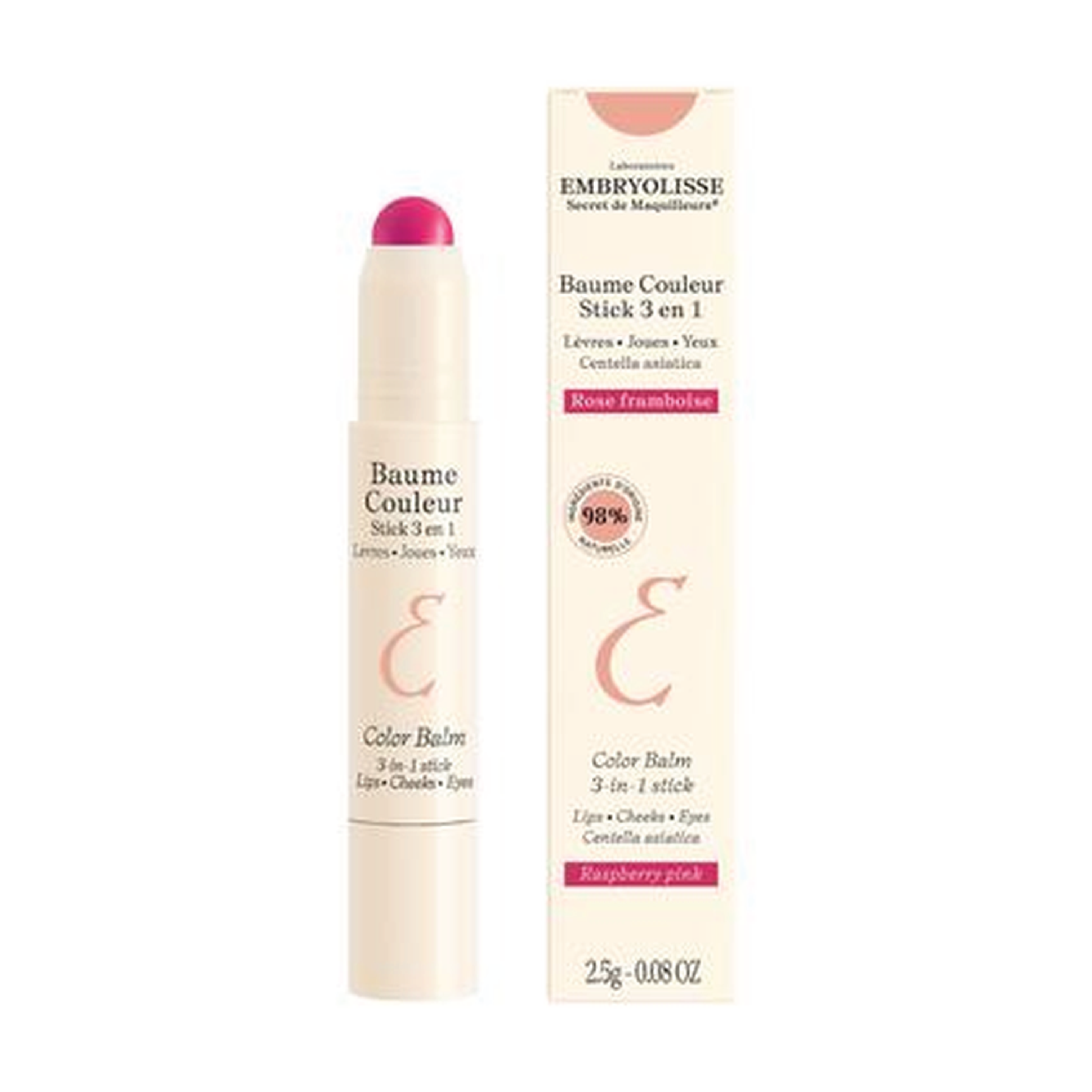 Embryolisse Color Balm 3-In-1 Stick, Raspberry Pink, 2,5 g