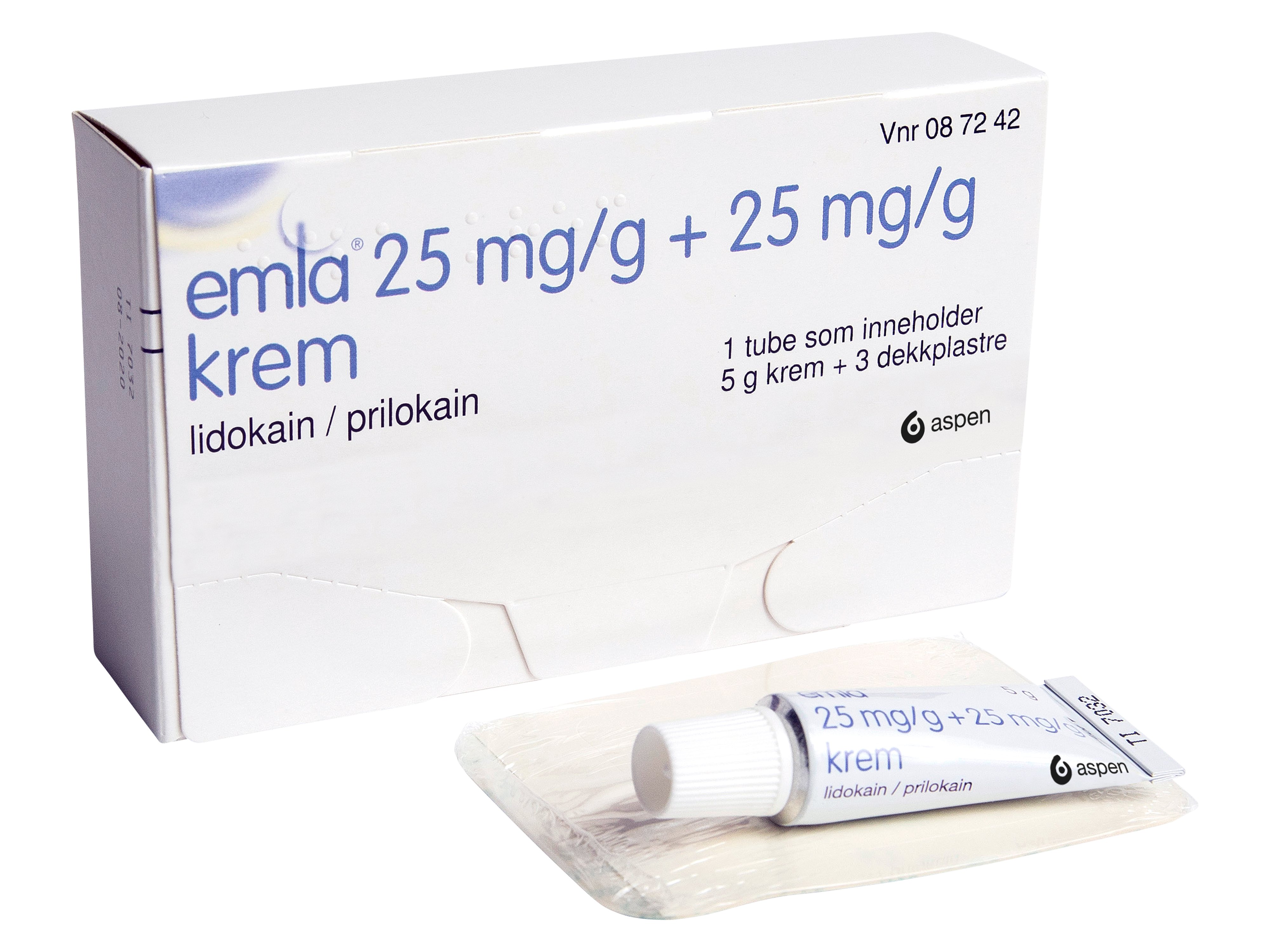 Emla Krem 25 mg/g og dekkplaster, 5 g.