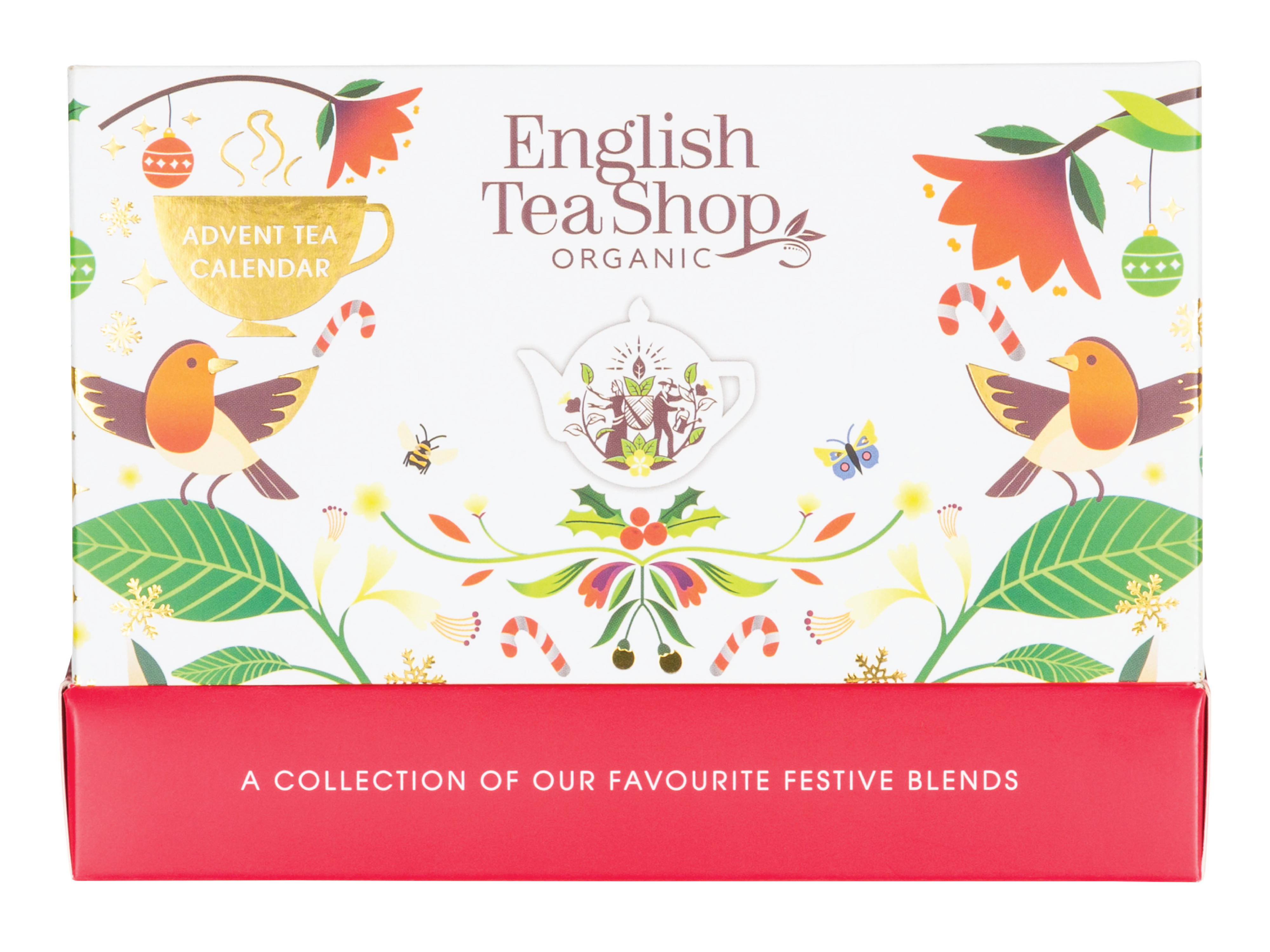 English Teashop Adventskalender Sachet - Hvit med farger, 25 stk