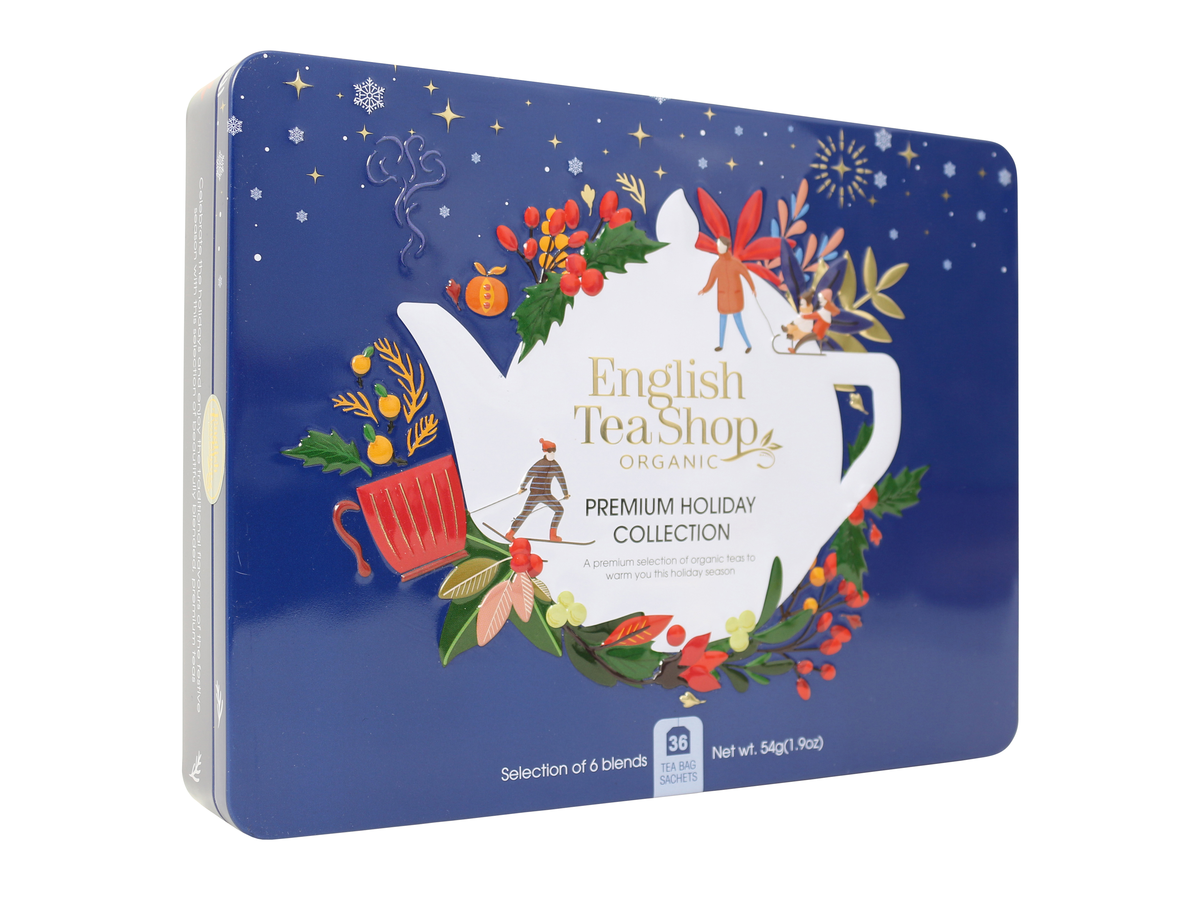 English Teashop EnglishTeashop Holiday Collection Blue Tin, Gavesett, Økologisk te, 36 stk.