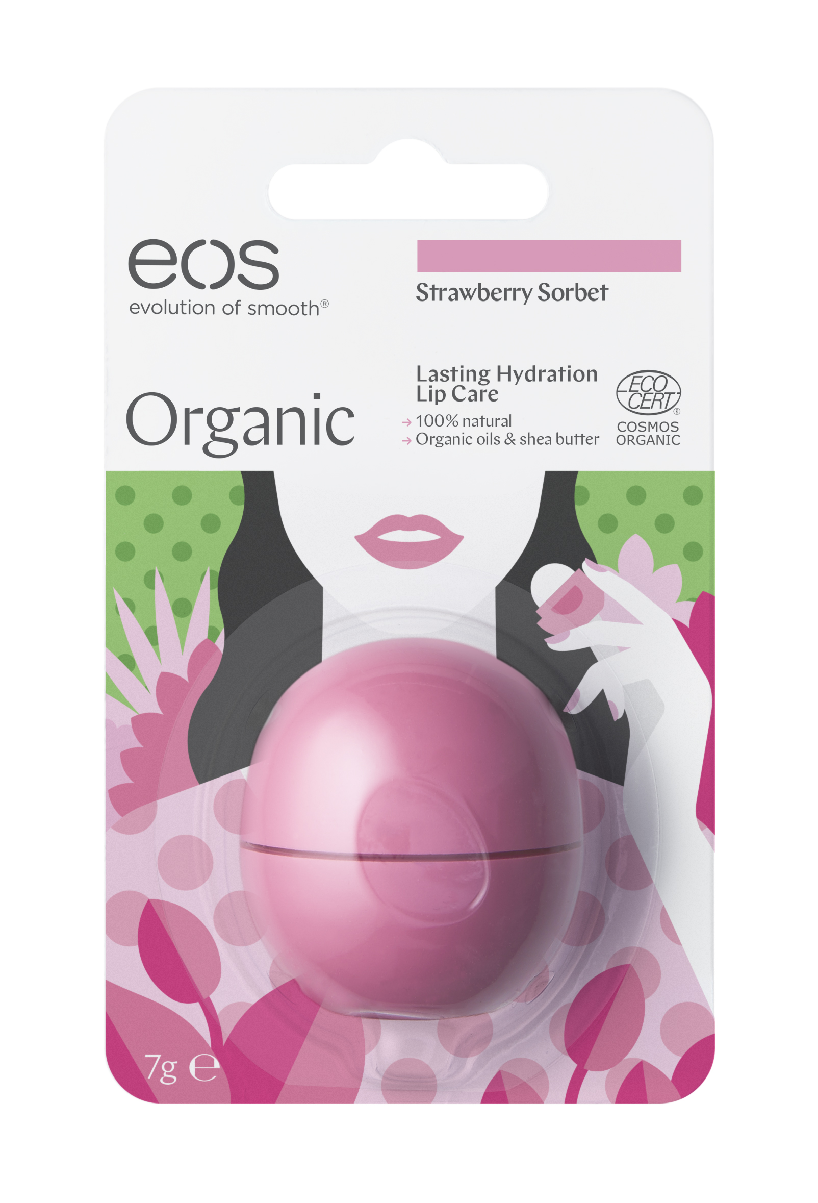 Eos Lip Balm Organic Strawberry Sorbet, 7 gram