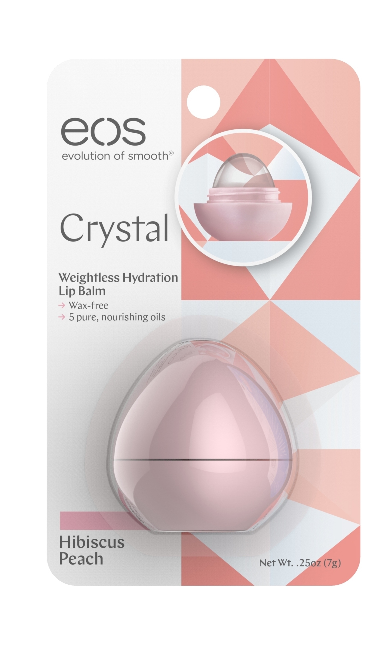 Eos Lip Balm Crystal Hibiscus Peach, 7 gr