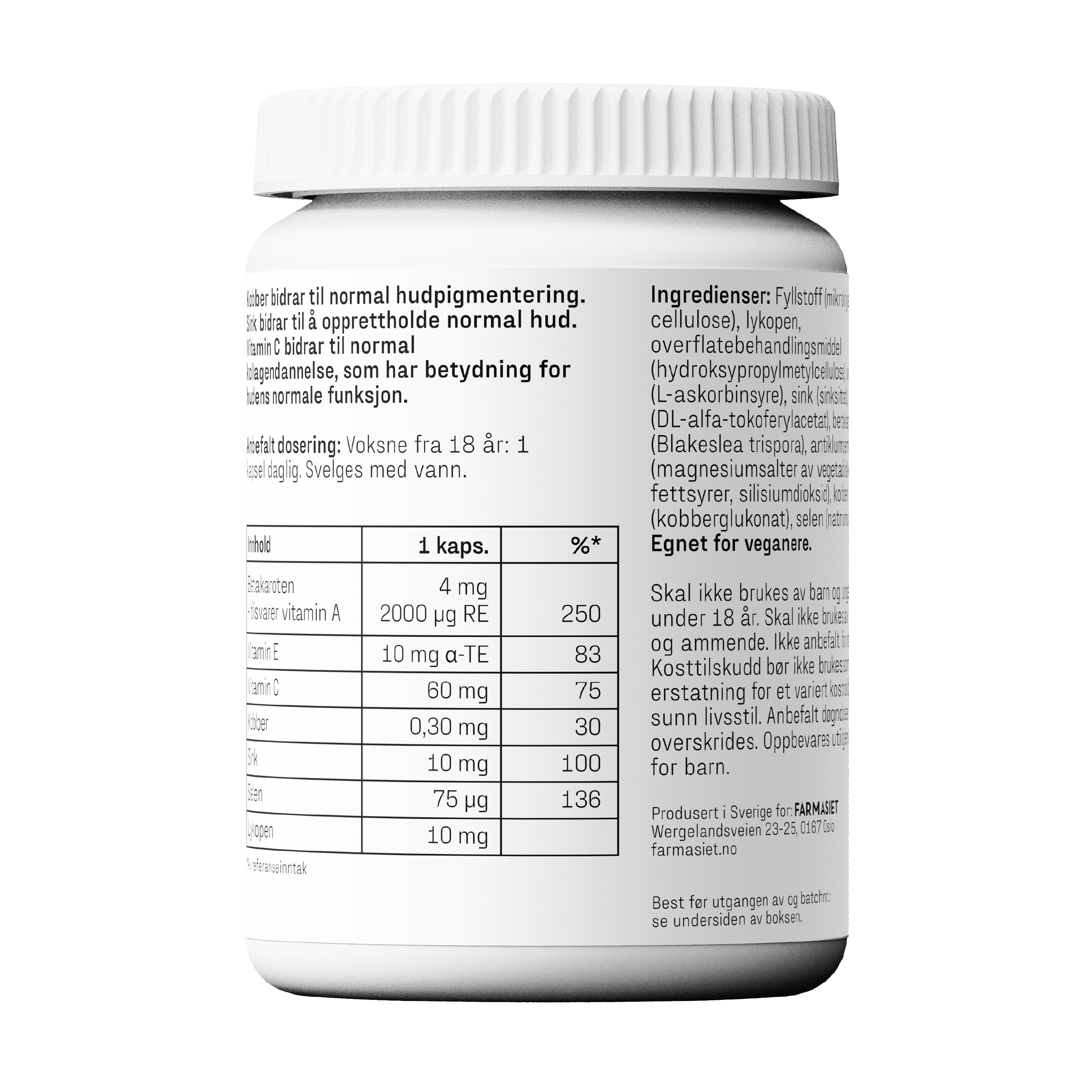 Faktisk Betakaroten 4 mg kapsler, 60 stk.