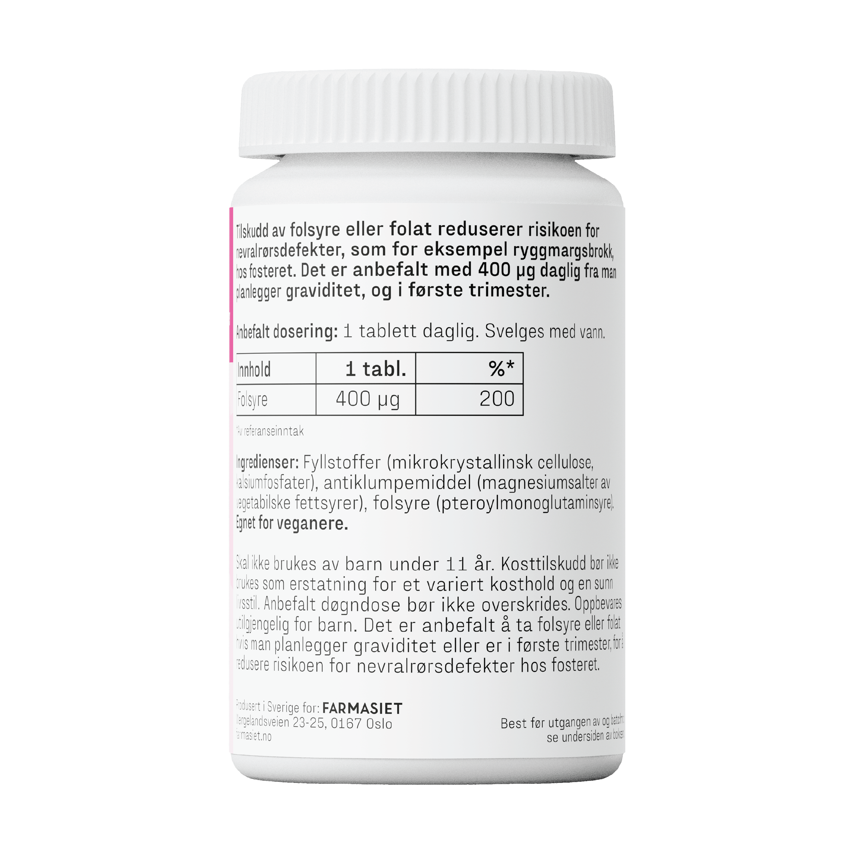 Faktisk Folsyre 400 µg tabletter, 100 stk.