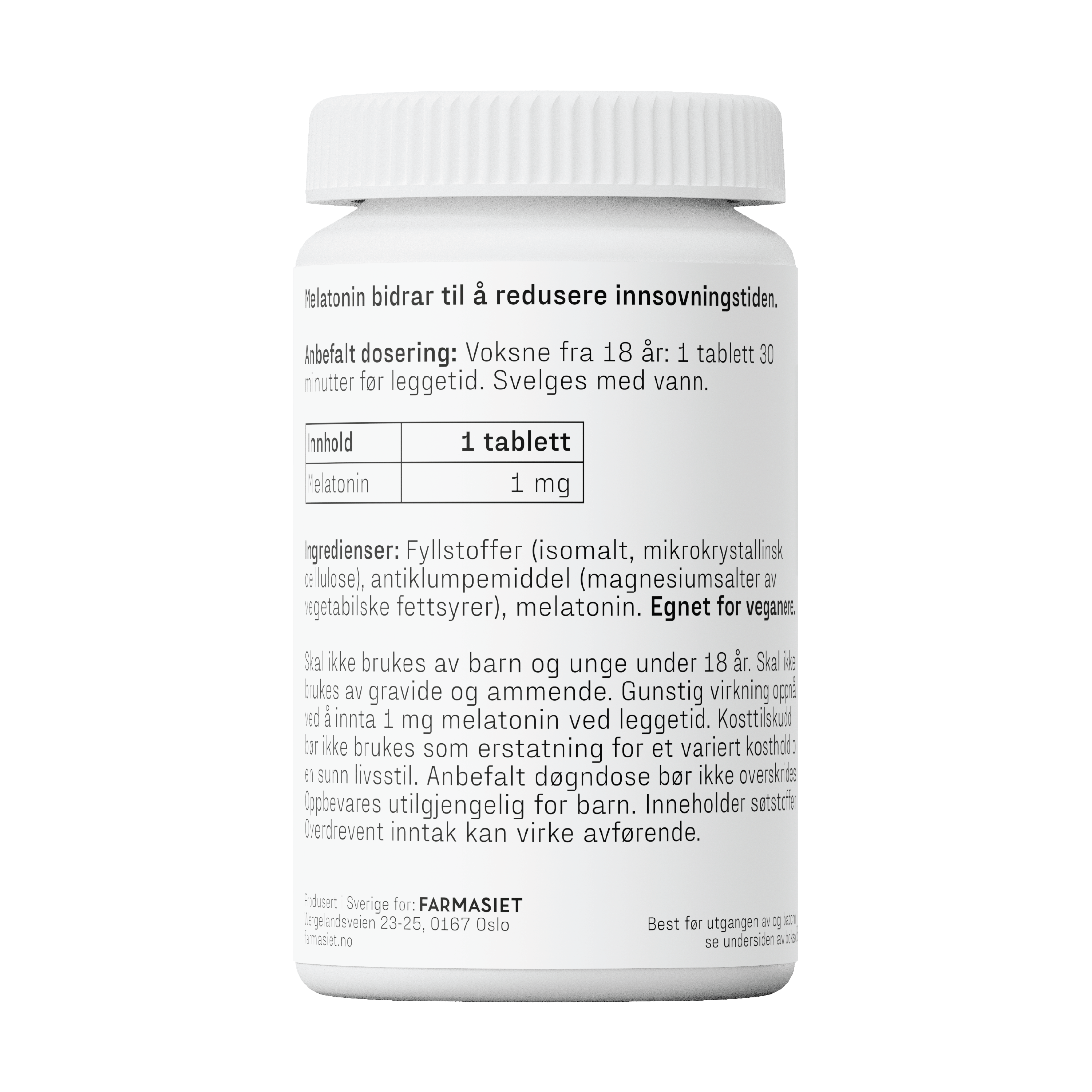 Faktisk Melatonin 1 mg tabletter, 100 stk.