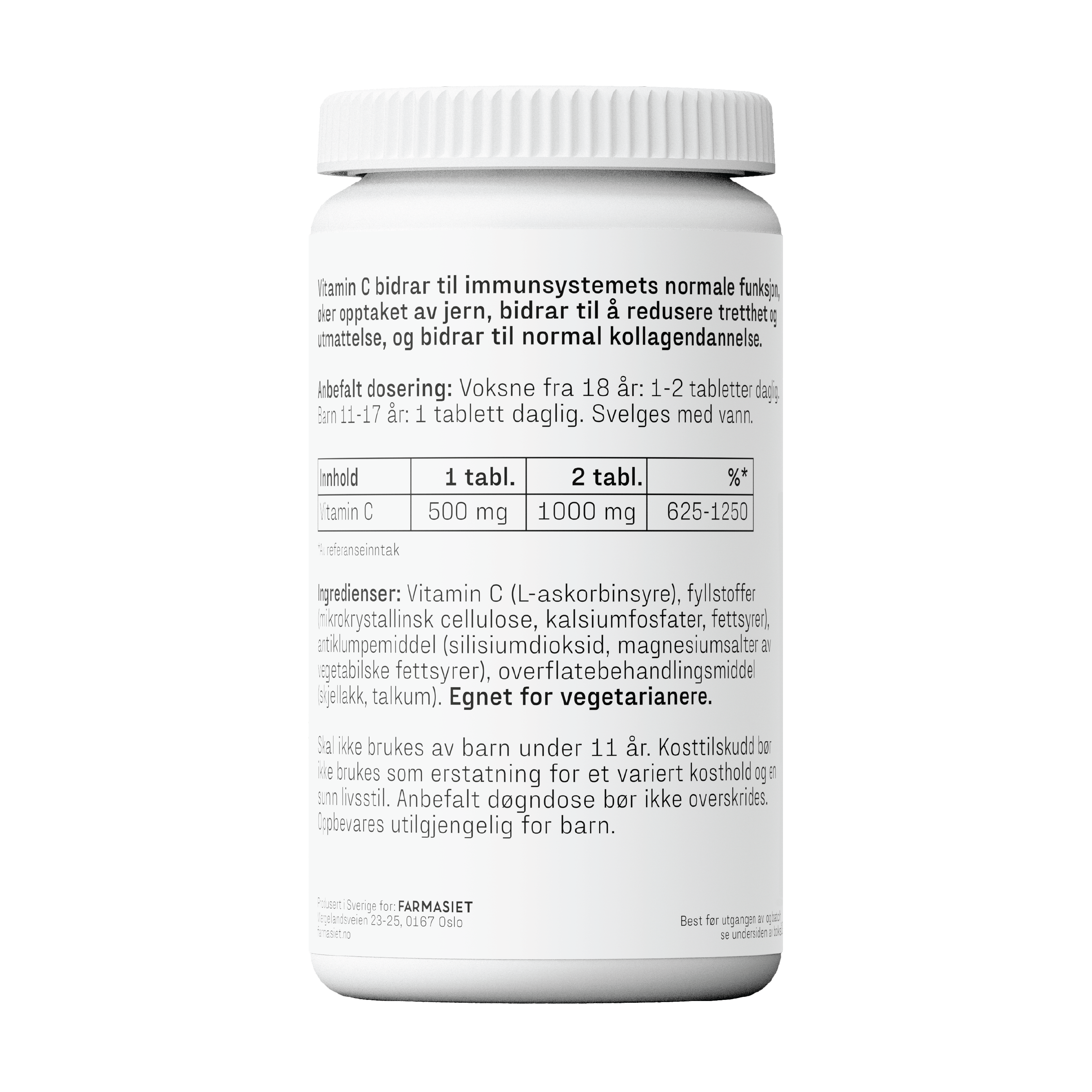 Faktisk Vitamin C 500 mg tabletter, 100 stk.