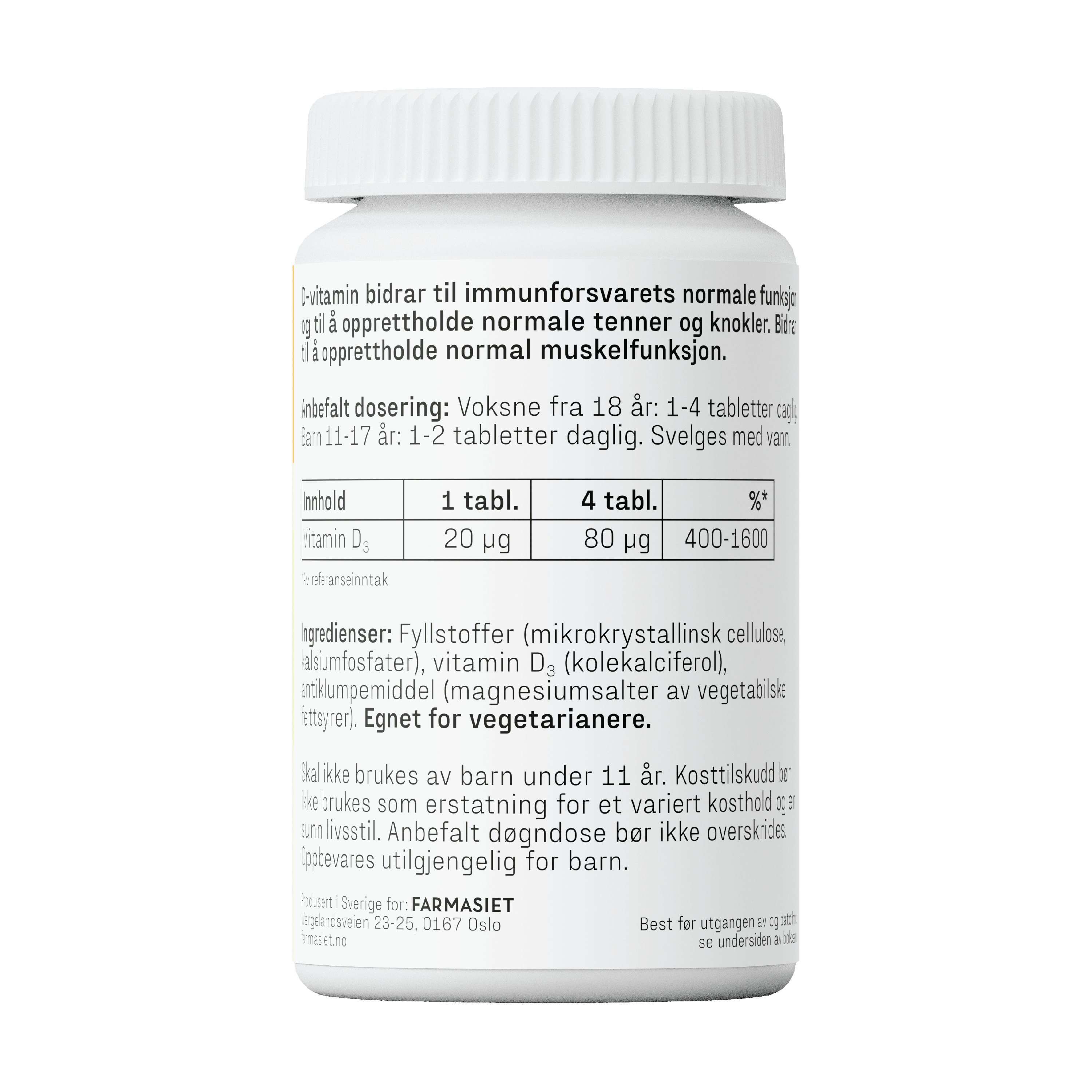 Faktisk Vitamin D3 20 µg tabletter, 120 stk.