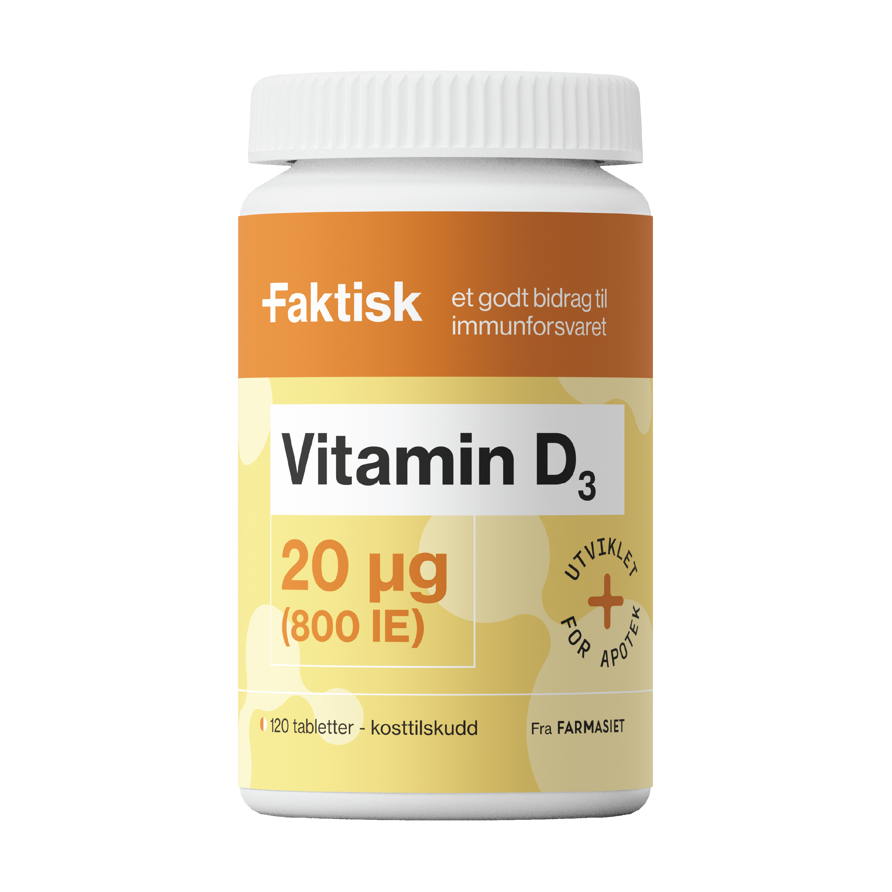 Faktisk Vitamin D3 20 µg tabletter, 120 stk.