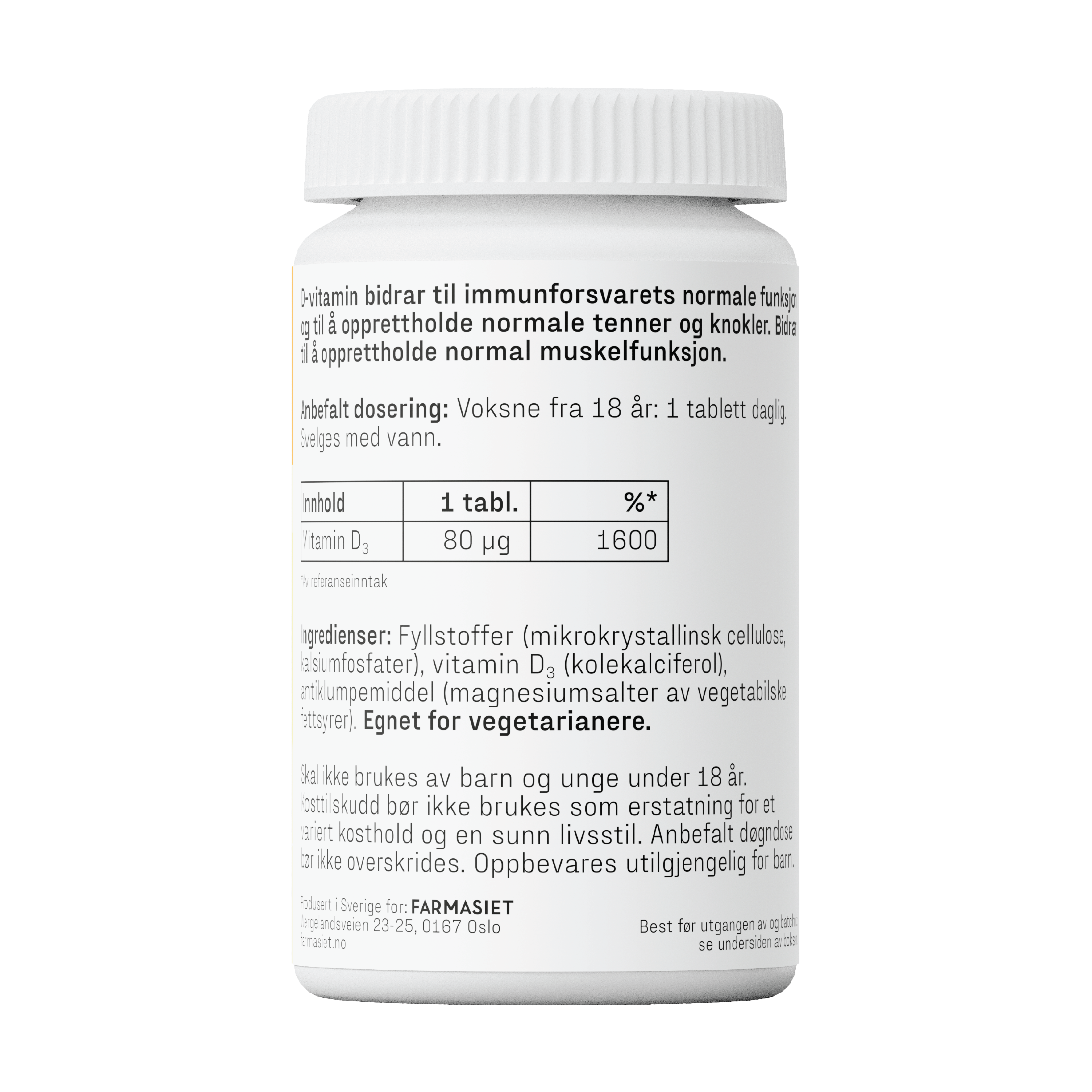 Faktisk Vitamin D3 80 µg tabletter, 100 stk.