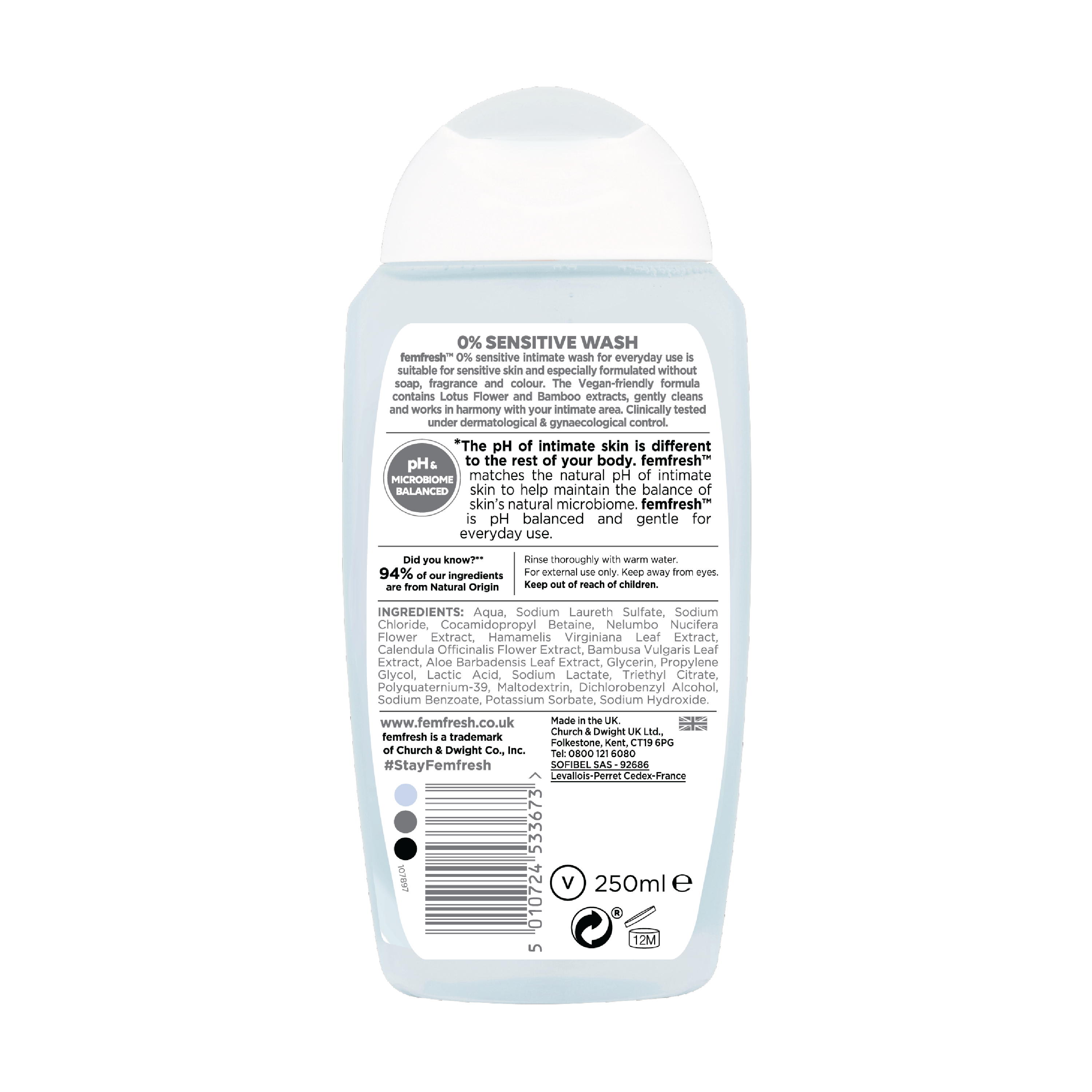 Femfresh Sensitive Wash, 250 ml