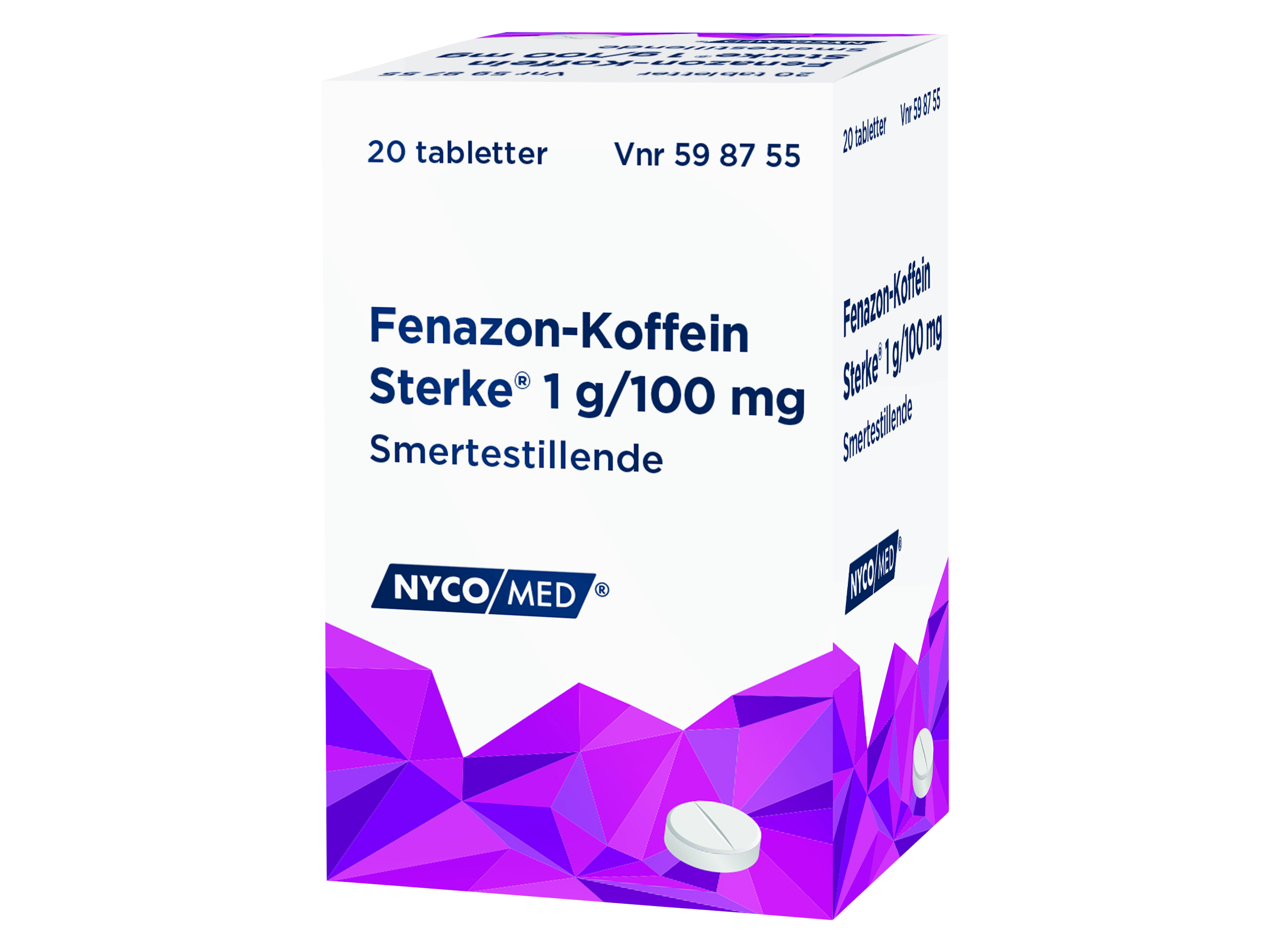 Fenazon-Koffein Sterke tabletter, 20 stk. i boks