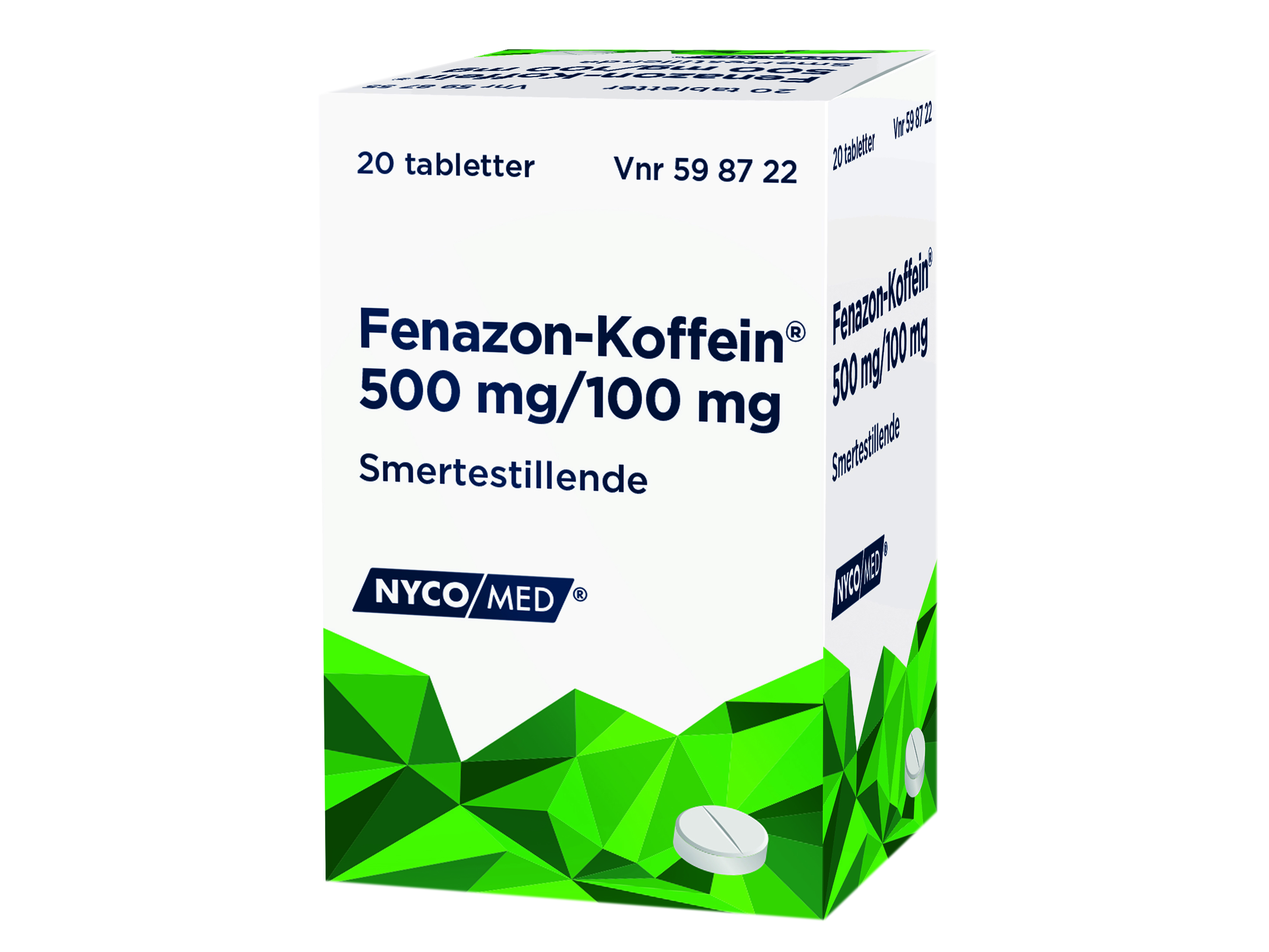 Fenazon-Koffein Tabletter, 20 stk. i boks