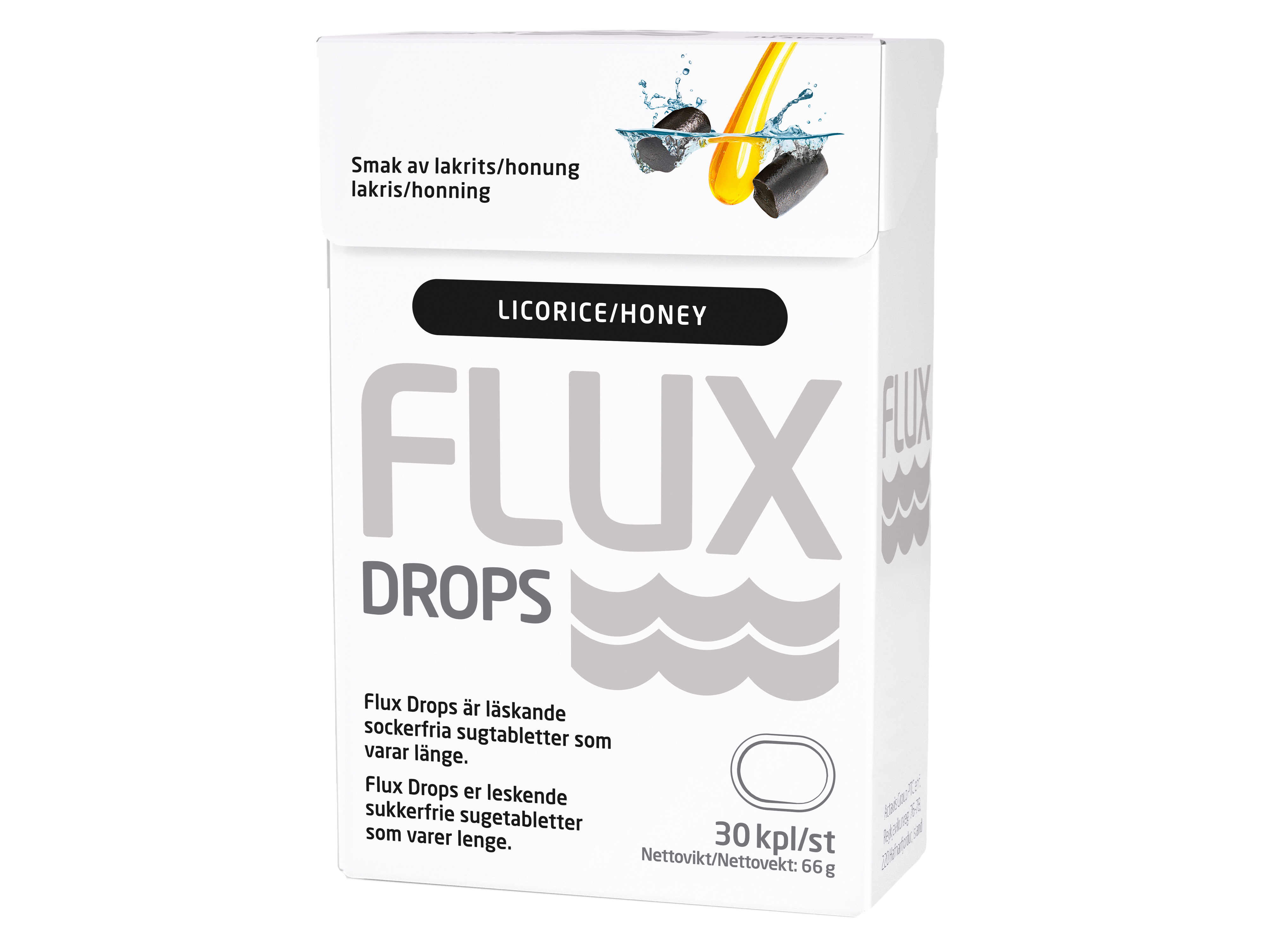 Flux Drops Sugetabletter Lakris/Honning, 30 stk