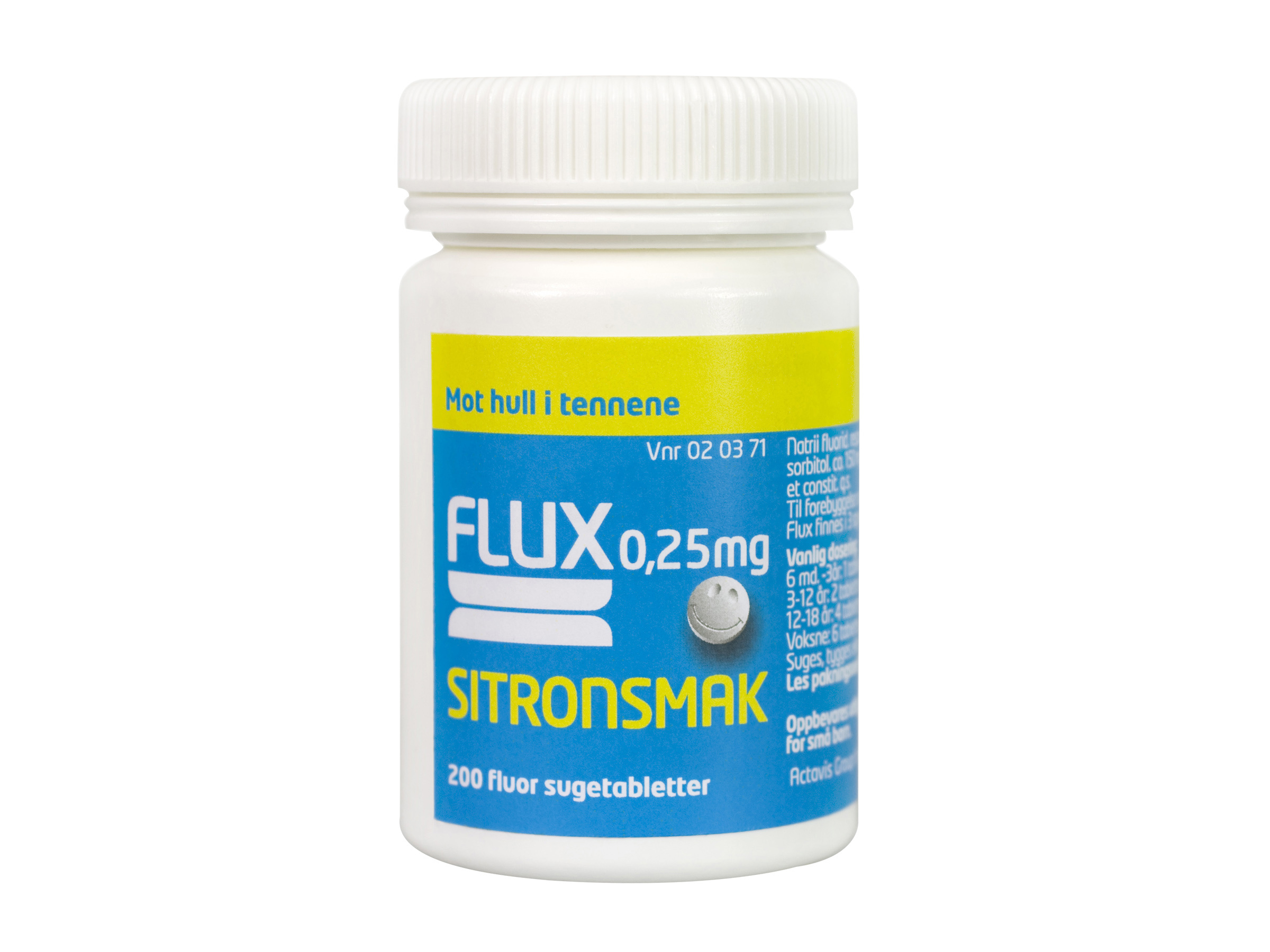 Flux Fluortabletter 0,25mg sitronsmak, 200 stk.