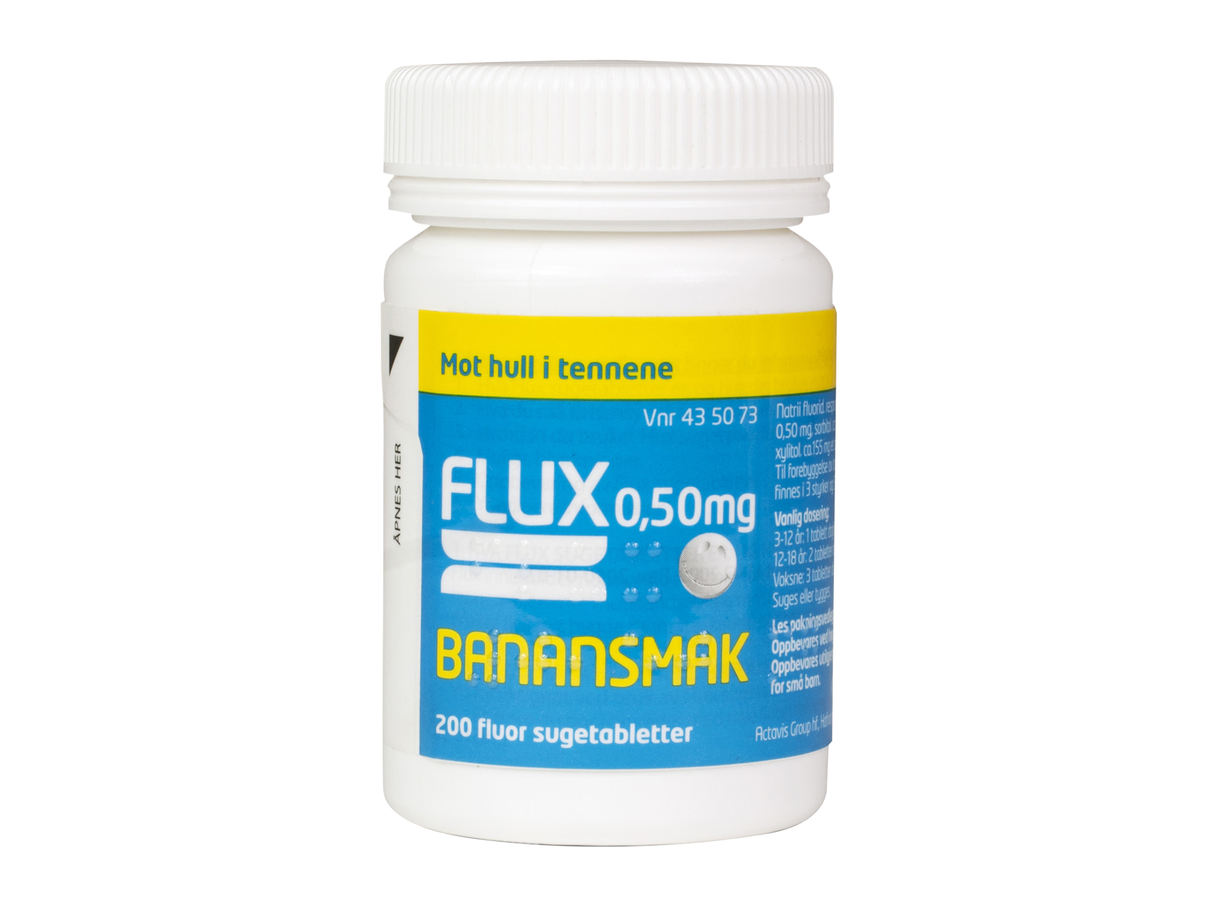 Flux Fluortabletter 0,50mg banansmak, 200 stk.