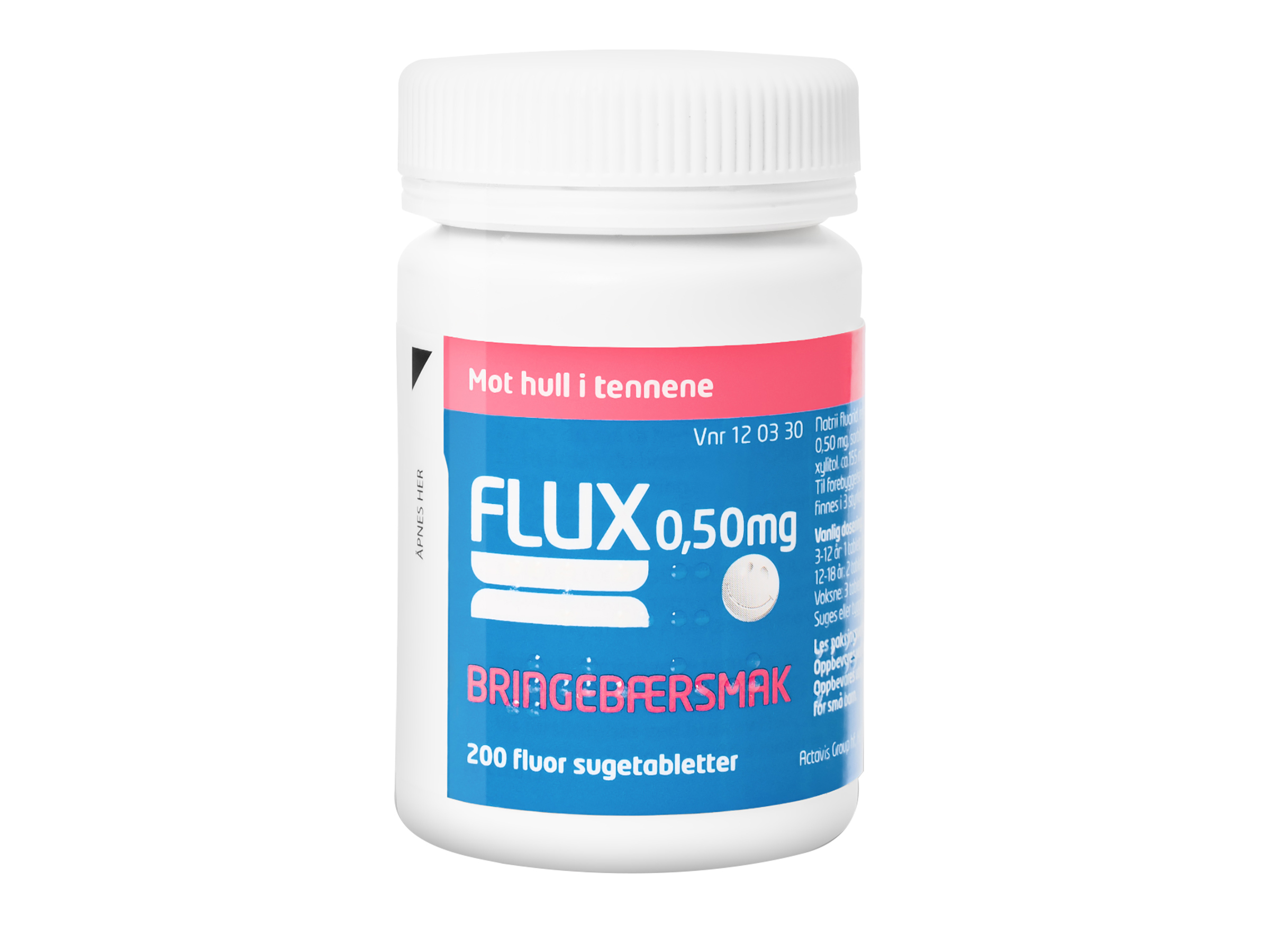 Flux Fluortabletter 0,50mg bringebærsmak, 200 stk.