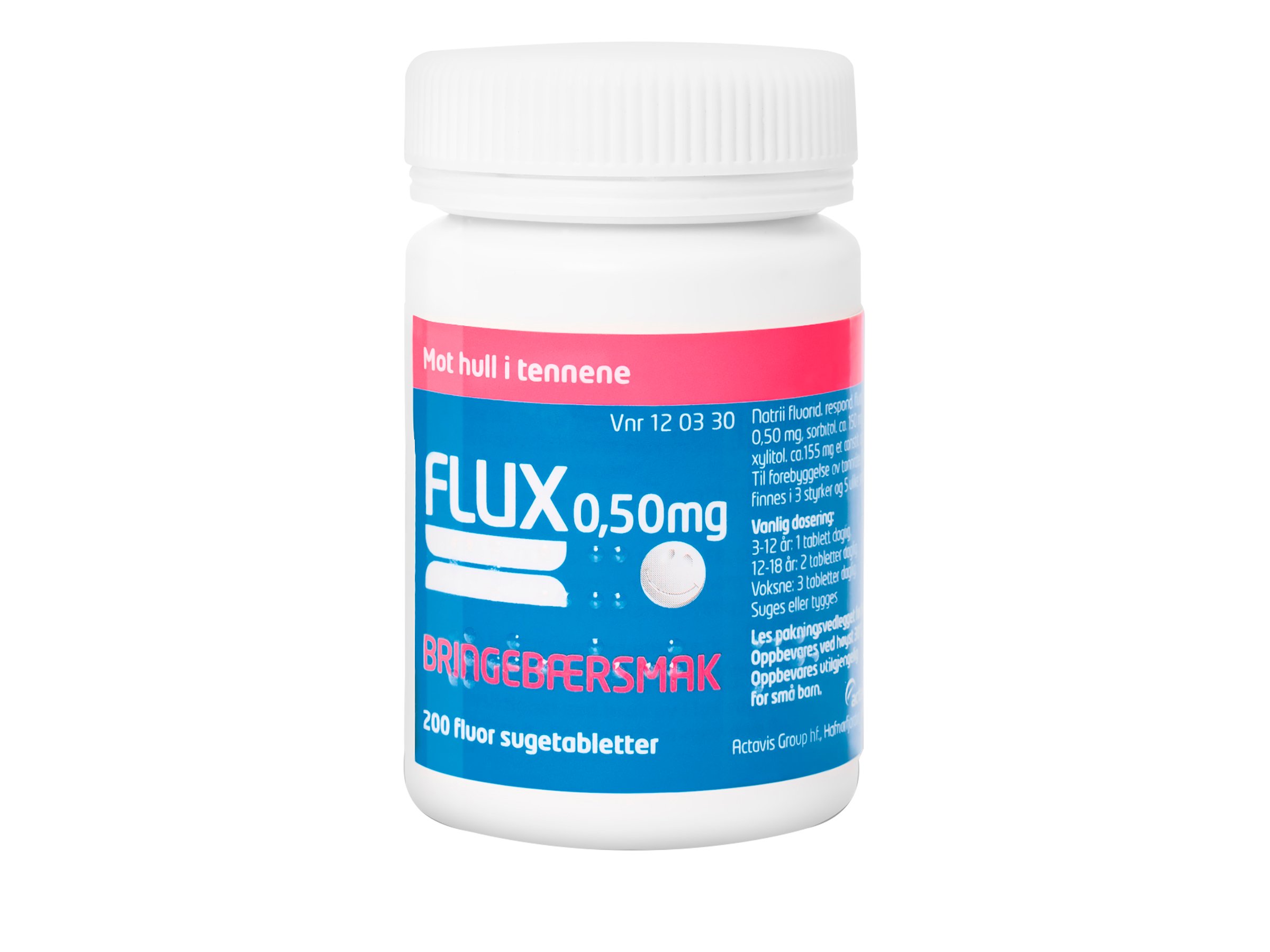 Flux Fluortabletter 0,50mg bringebærsmak, 200 stk.